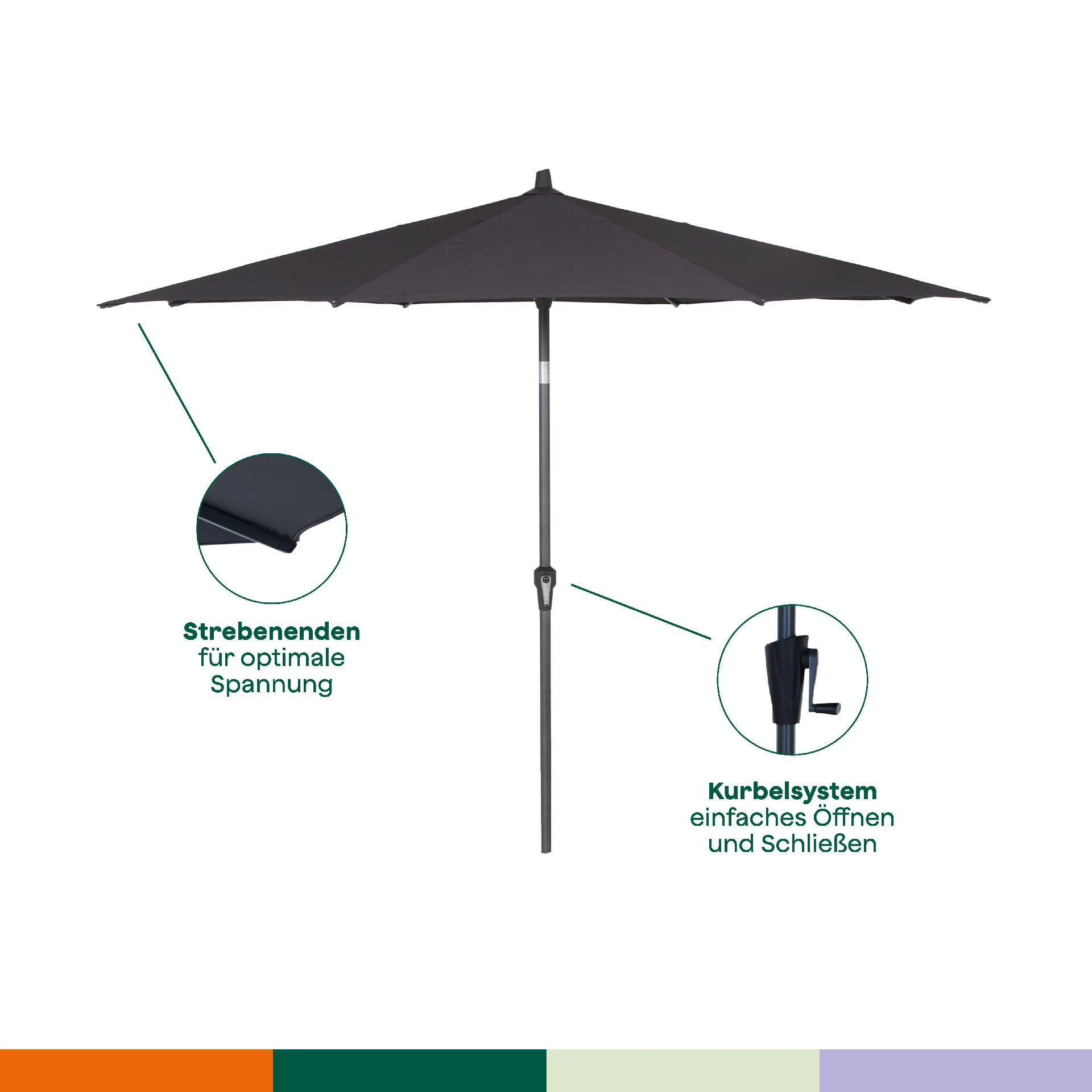 FAGUS parasol met middenstok en zwengel | Ø 250 cm | taupe...