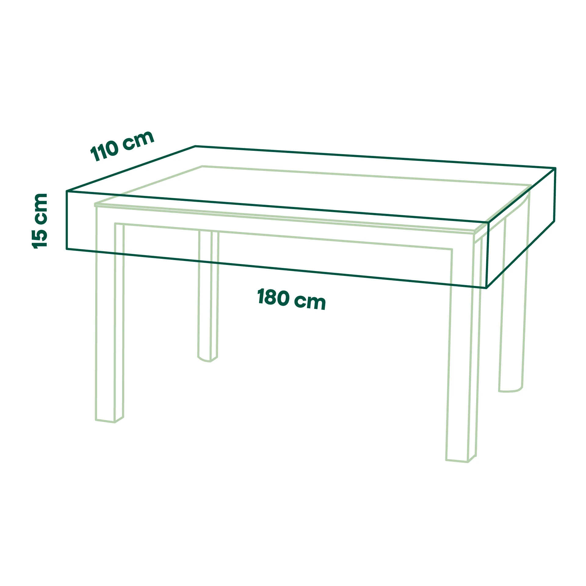 Beschermhoes Plus tuintafel | 180 x 110 x 15 cm