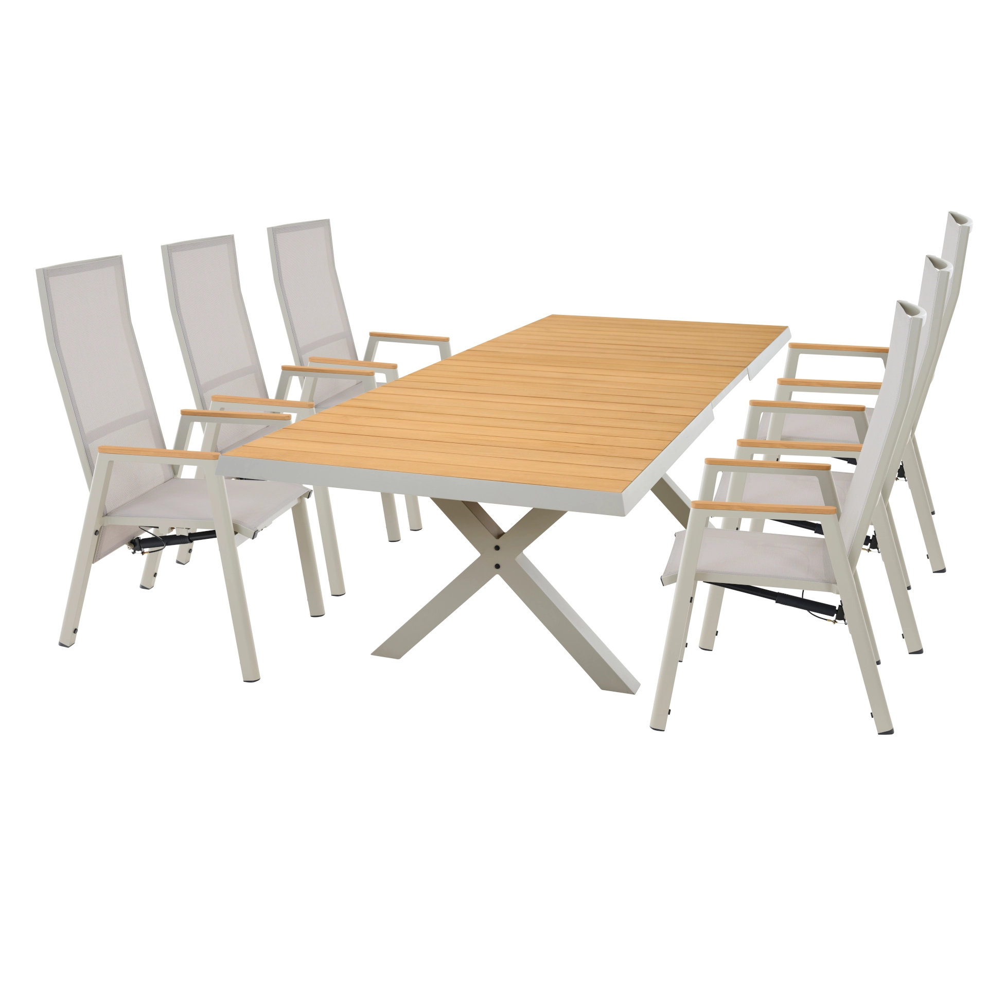 SINCRO / BOLOGNA Gartenmöbelset | 6 Sitzplätze | natur / taupe grau