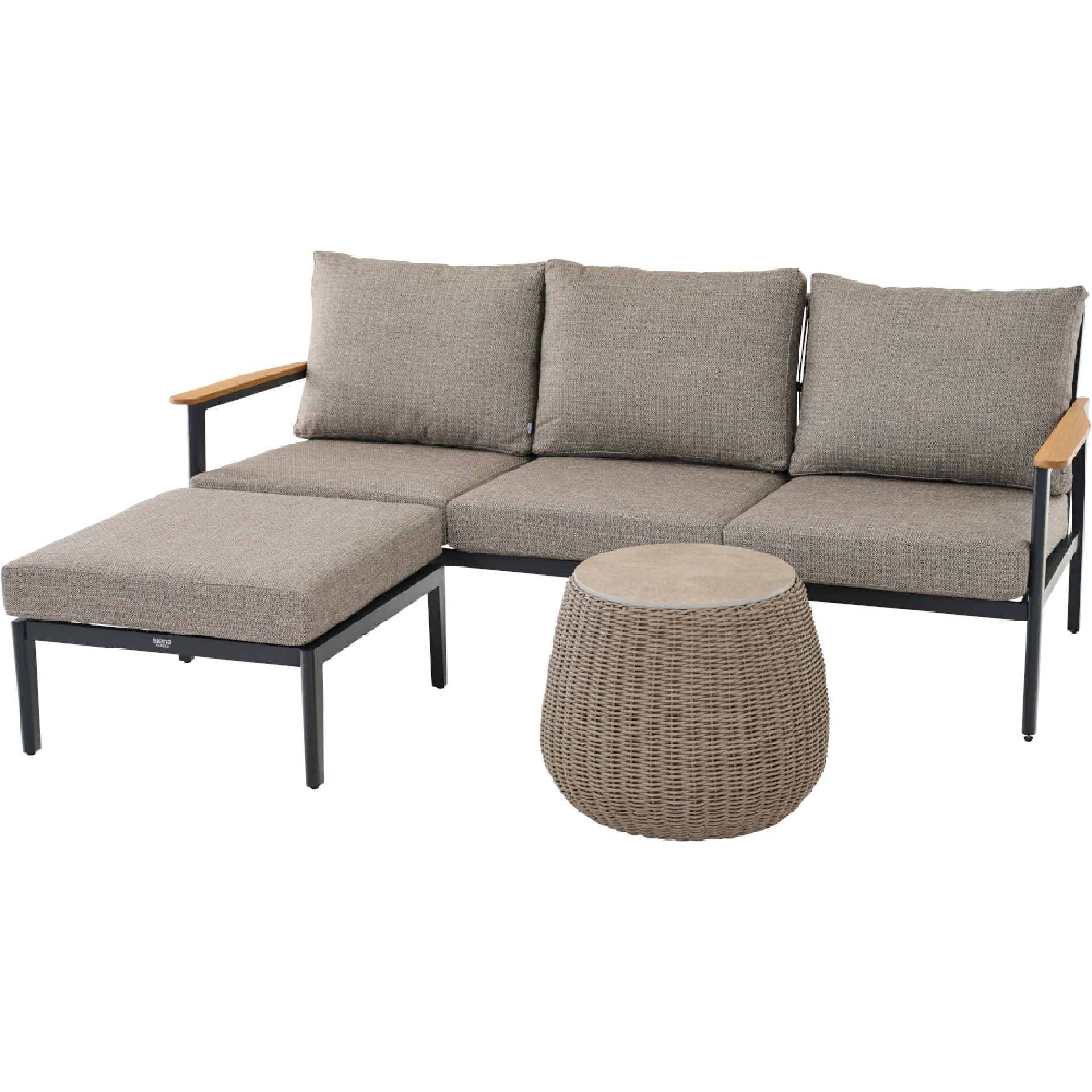 LIGURIA Loungeset | 3 Sitzer-Loungesofa + Hocker + Tisch