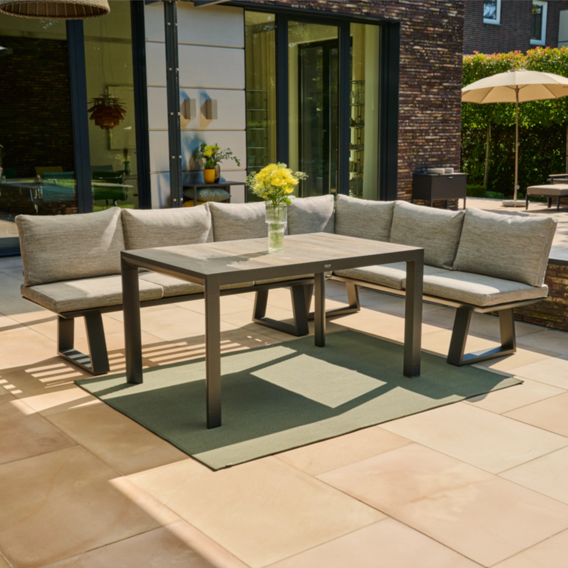 SILVA / REPTON Gartenmöbelset | 6 Sitzplätze | washed grey / mix taupe