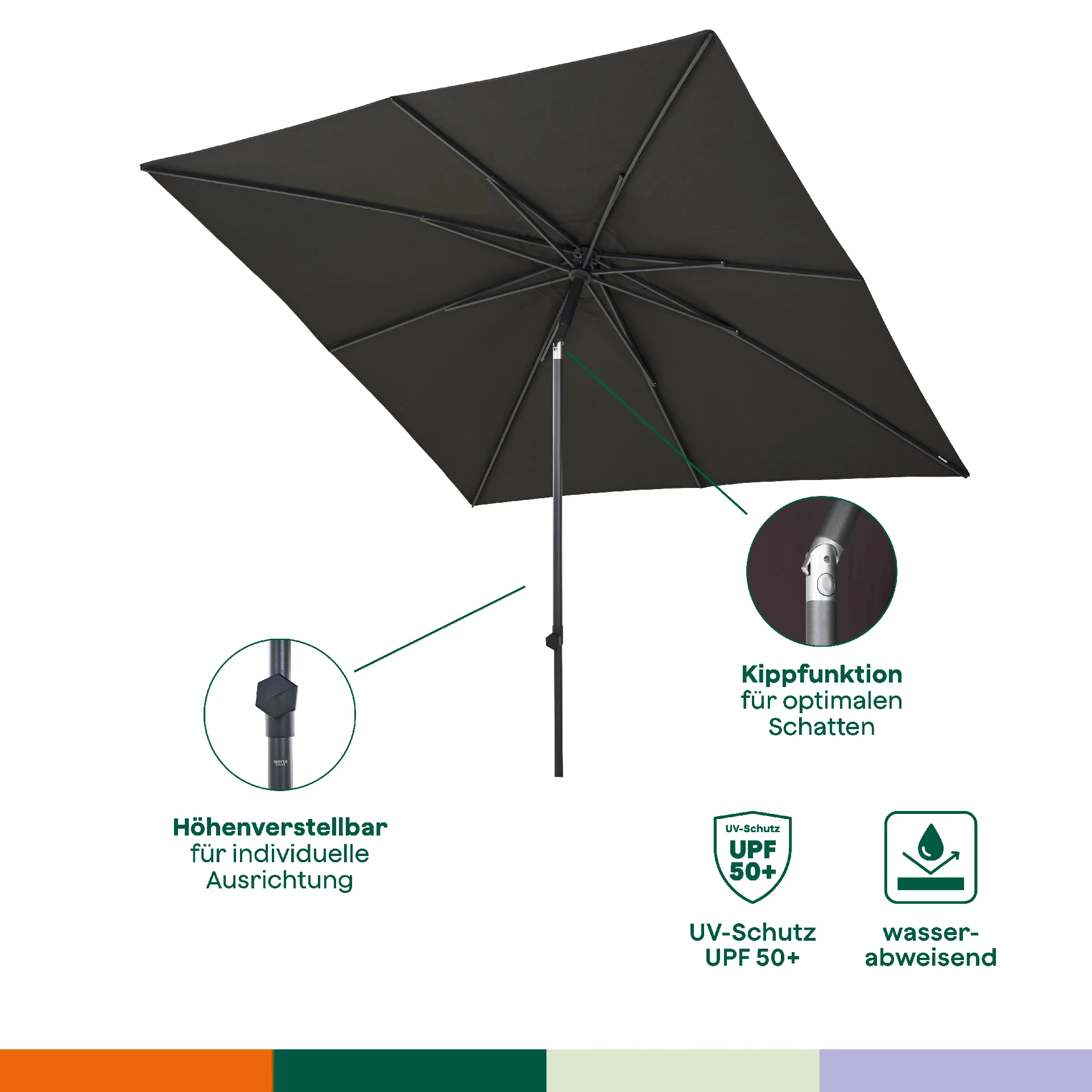 FAGUS middenstokparasol PushUp | 250 x 250 cm | na...