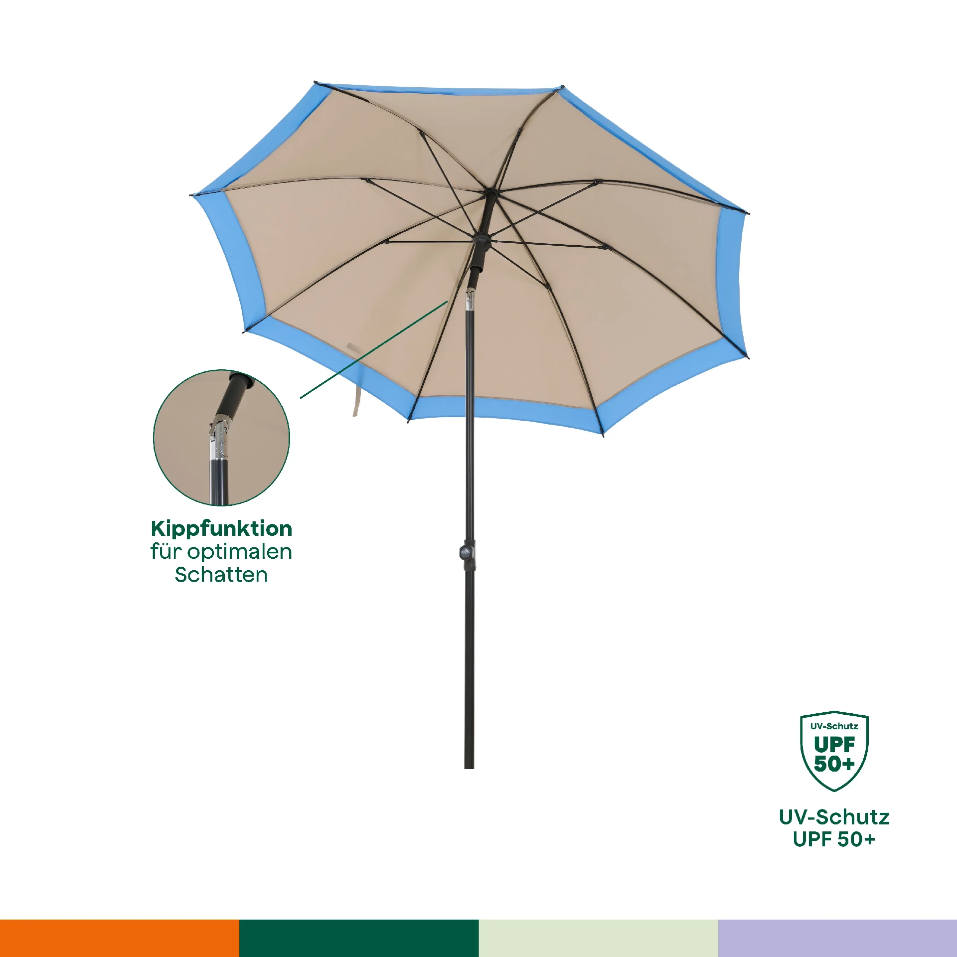 CITY Push middenstokparasol | Ø 180 cm | beige-bl...