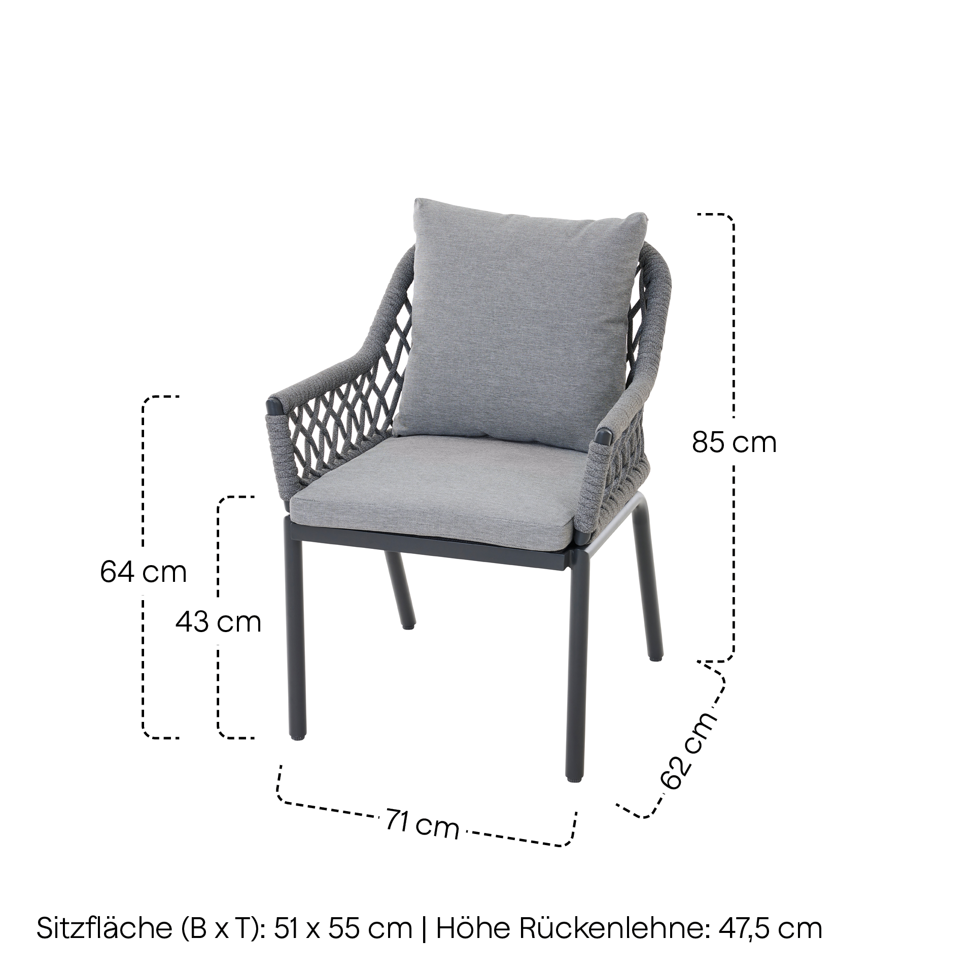 CHESTER Gartensessel | hellgrau mix / anthrazit