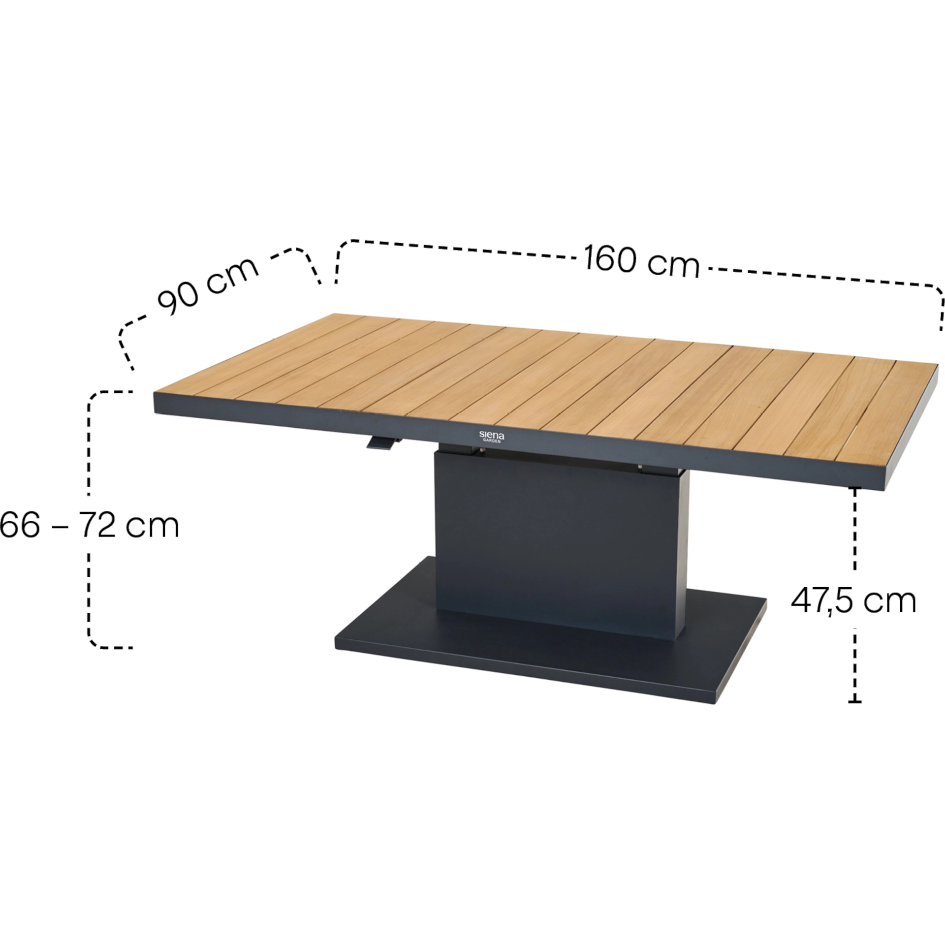 Lifttisch | Talina 160x90cm teak | SIENA GARDEN