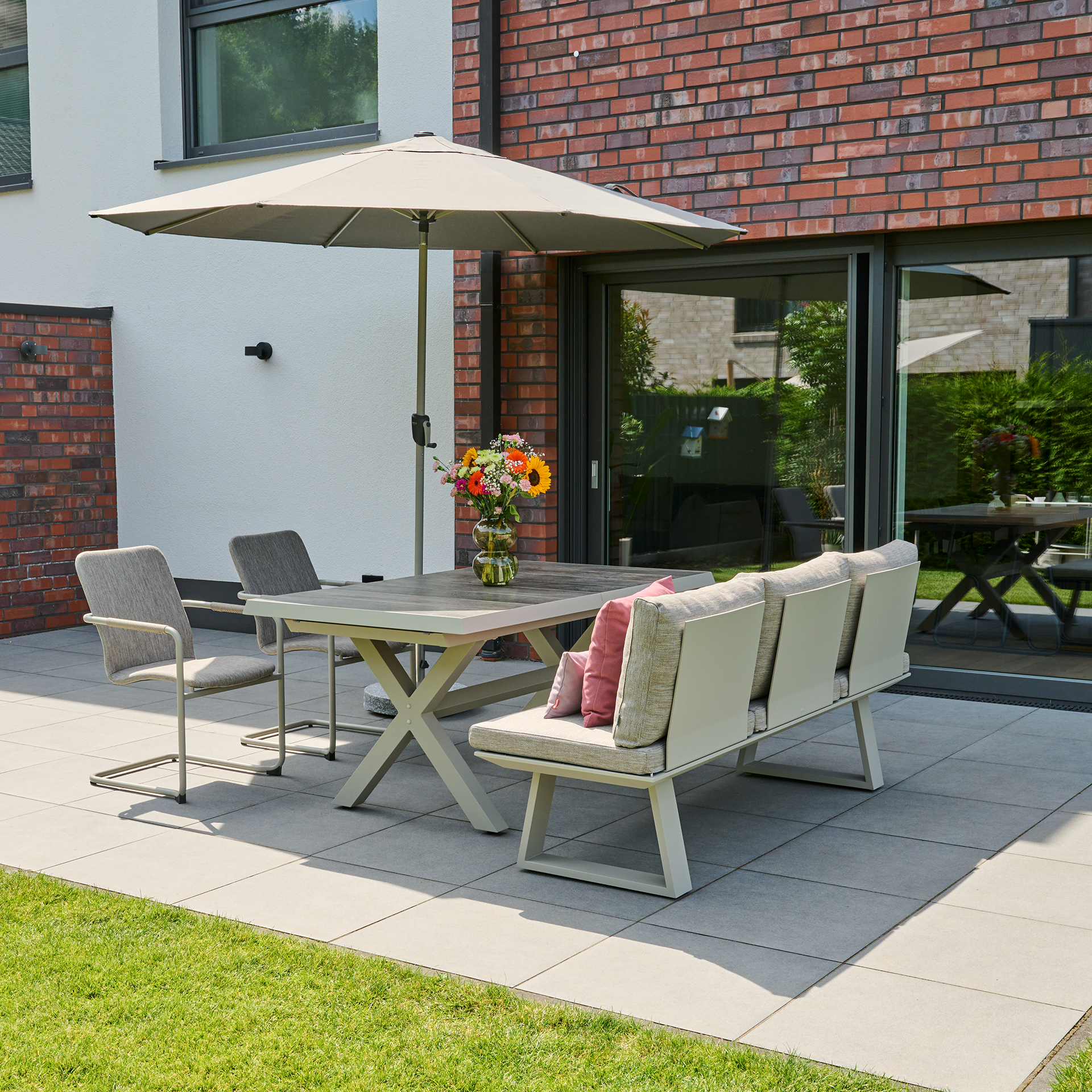 PINO Mittelstockschirm | Ø 300 cm | taupe-meliert...