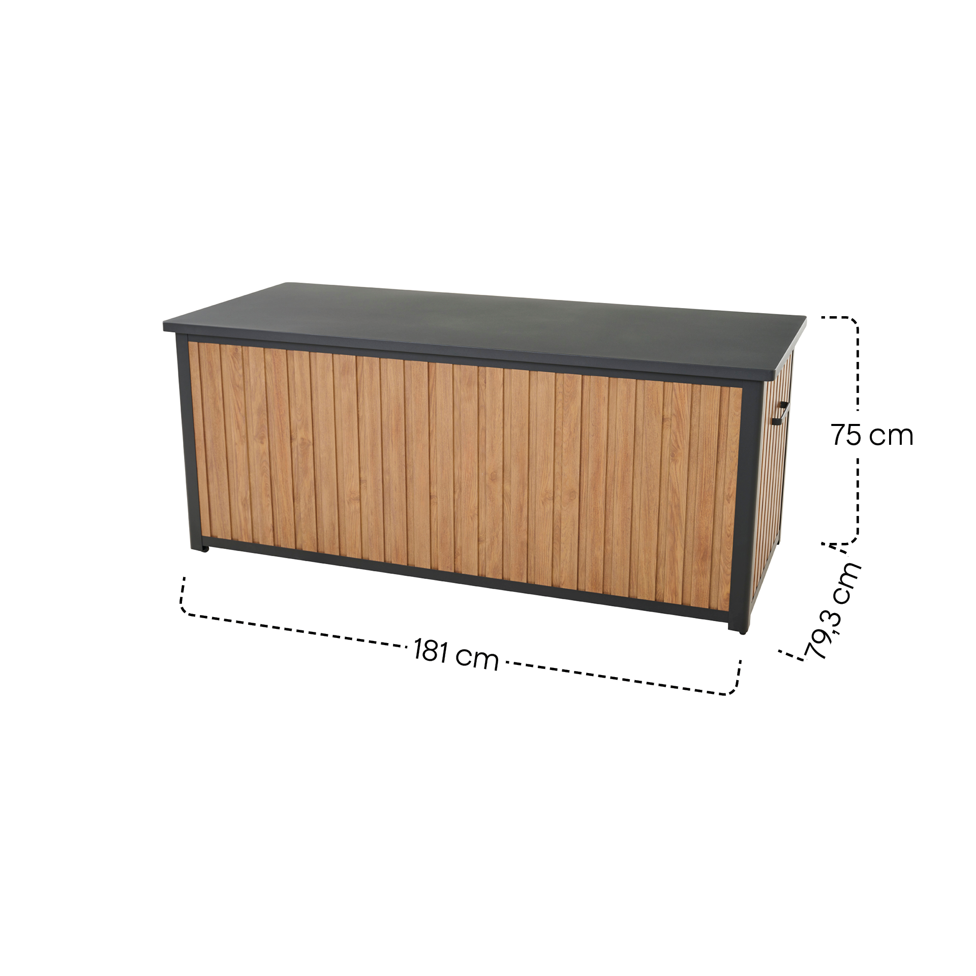 SABANO Kissenbox | 181 x 79 x 75 cm | Teak / anthr...