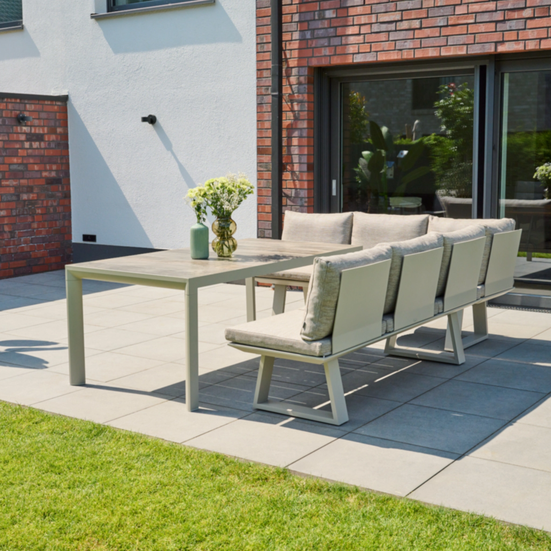 SILVA / REPTON Gartenmöbelset | 6 Sitzplätze | washed grey / matt seidengrau