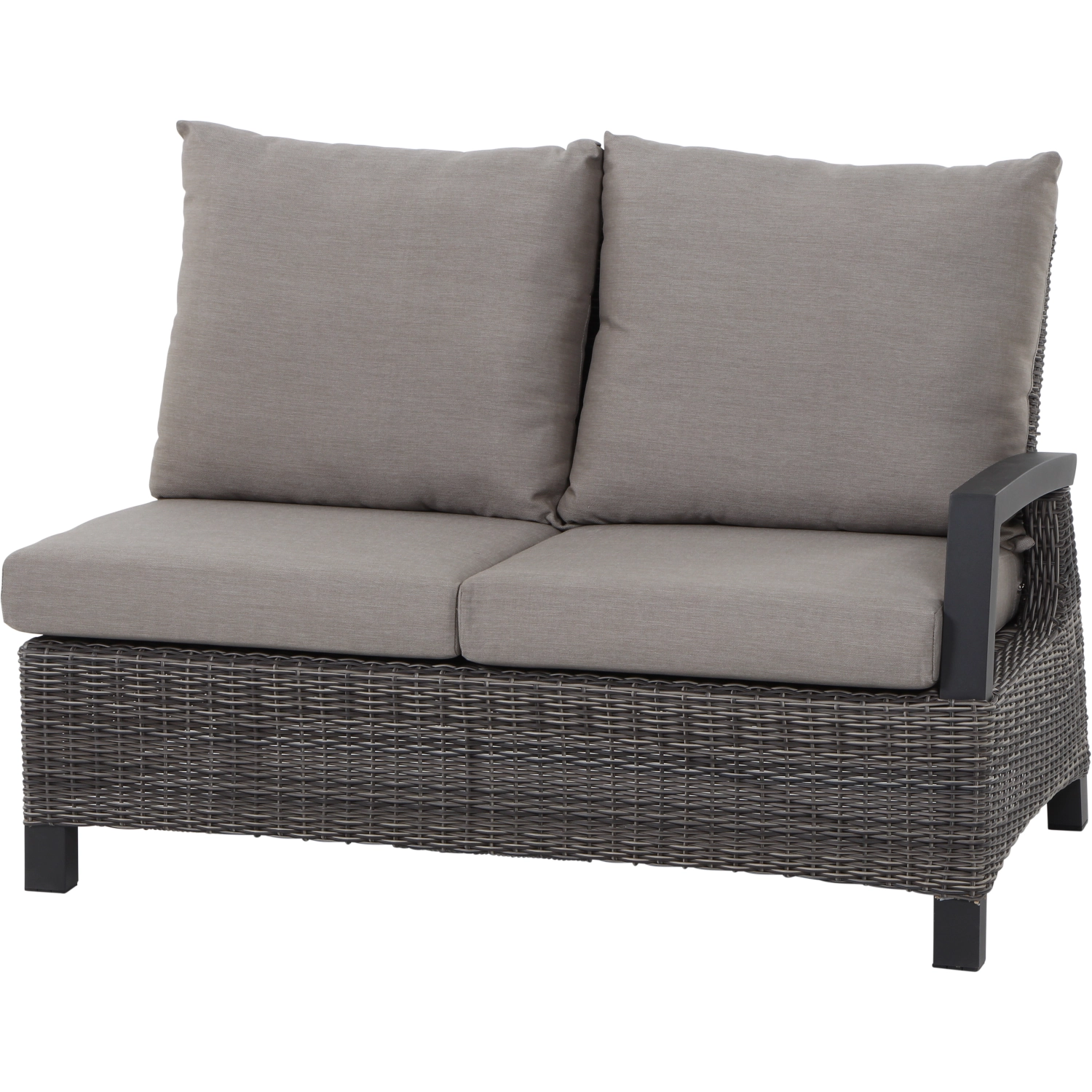 Corido Loungesofa | 2-Sitzer mit Armlehne links | Rattangeflecht charcoal-grey