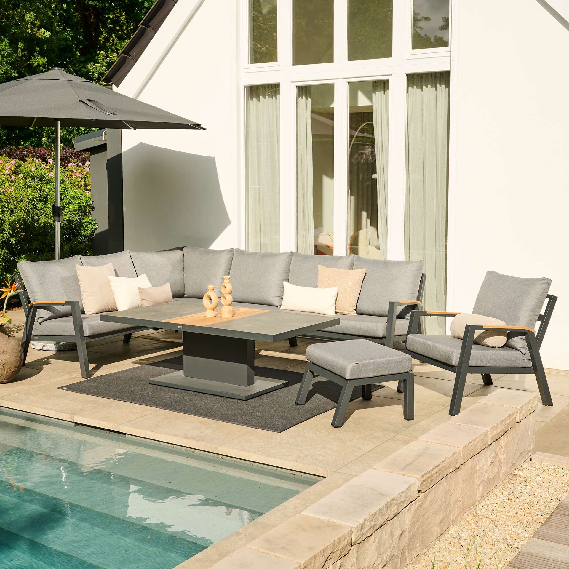 LINARO Outdoorteppich | 200 x 150 cm | dunkelgrau