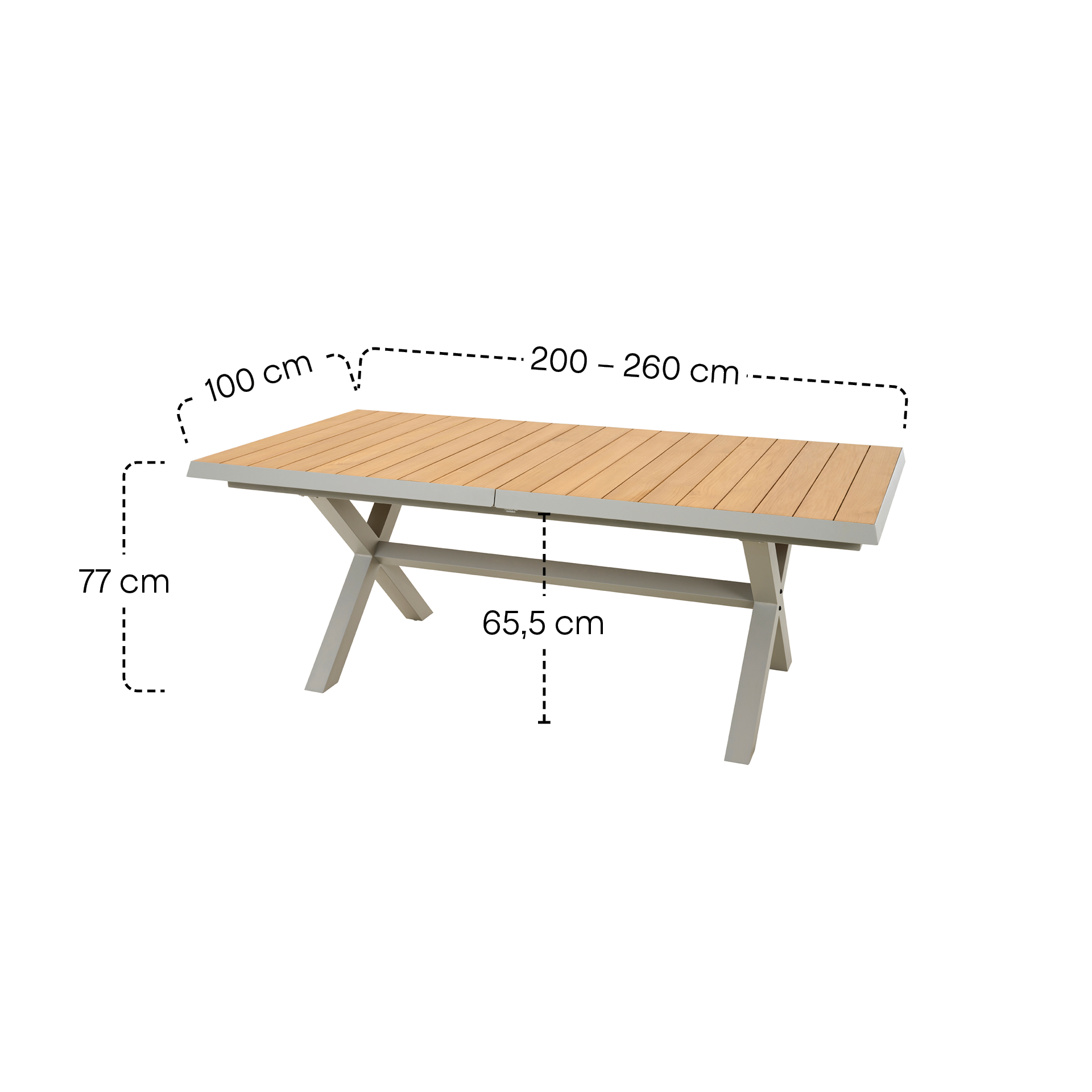 Ausziehtisch SINCRO matt seidengrau / Teak FSC | G...