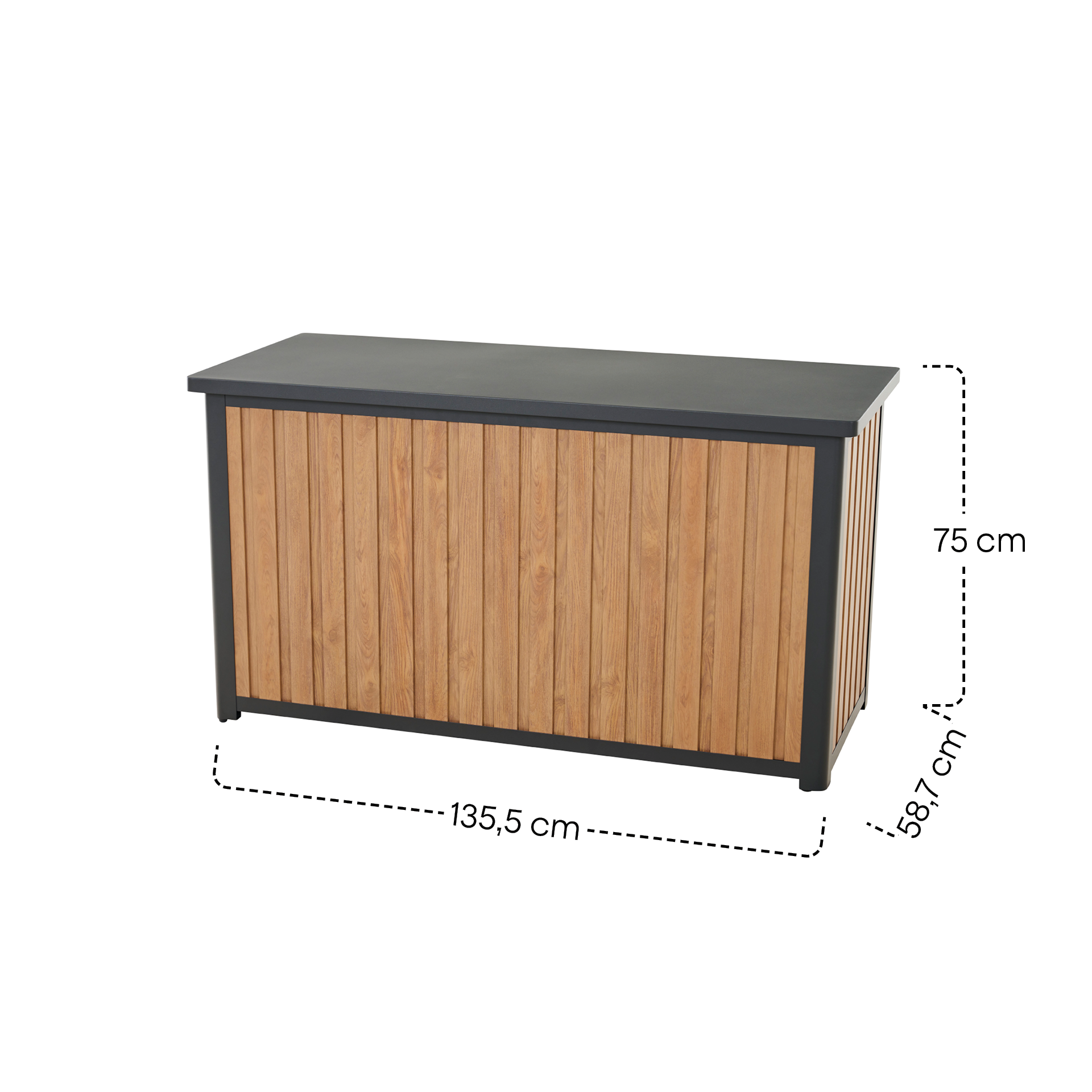 SABANO Kissenbox | 135 x 59 x 75 cm | Teak / anthr...