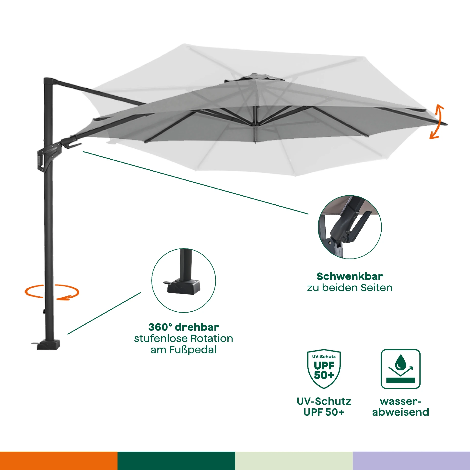 FAGUS N+ zweefparasol | Ø 350 cm | antraciet / ant...