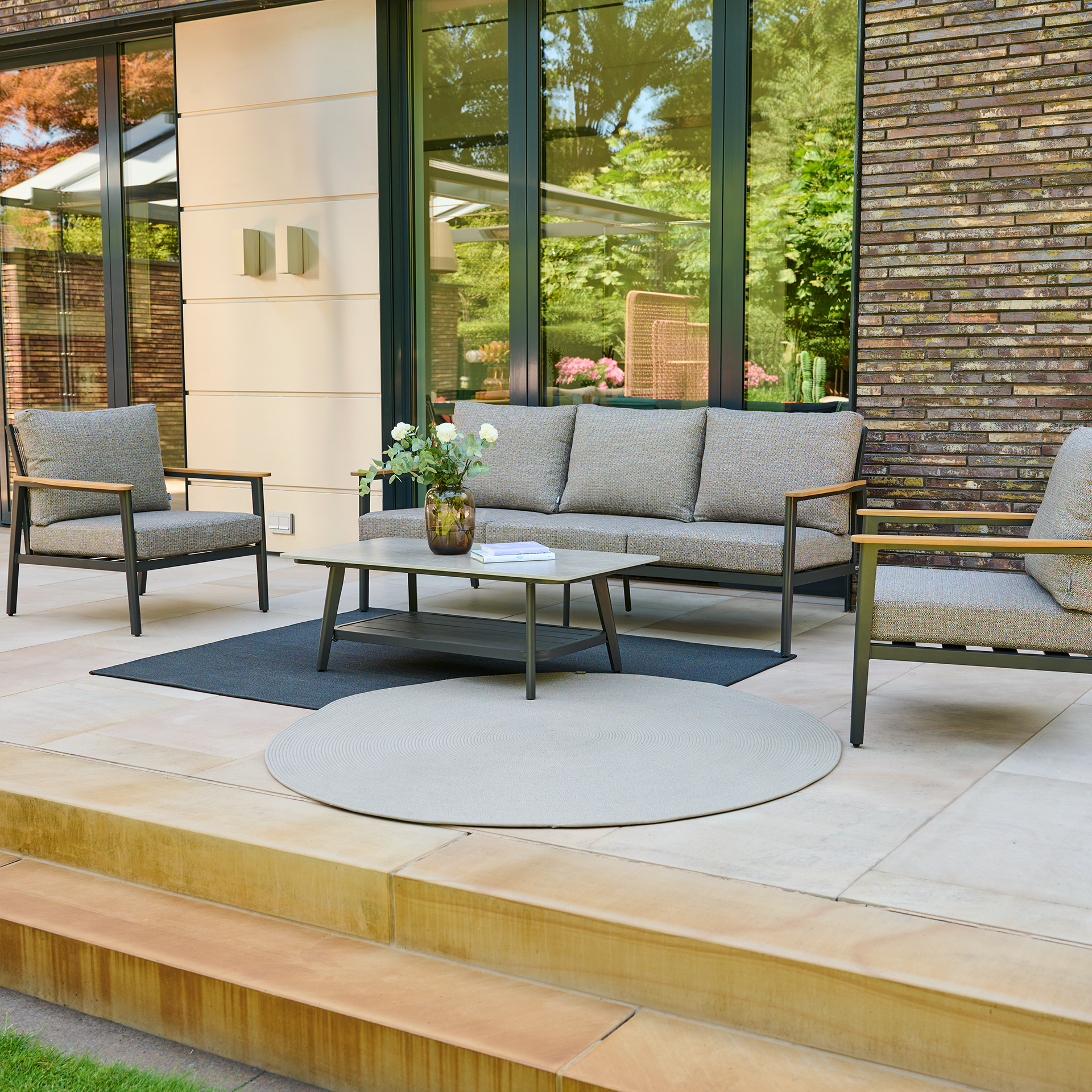 LIGURIA Loungeset | 2 Loungesessel + 2 Sitzer-Loun...