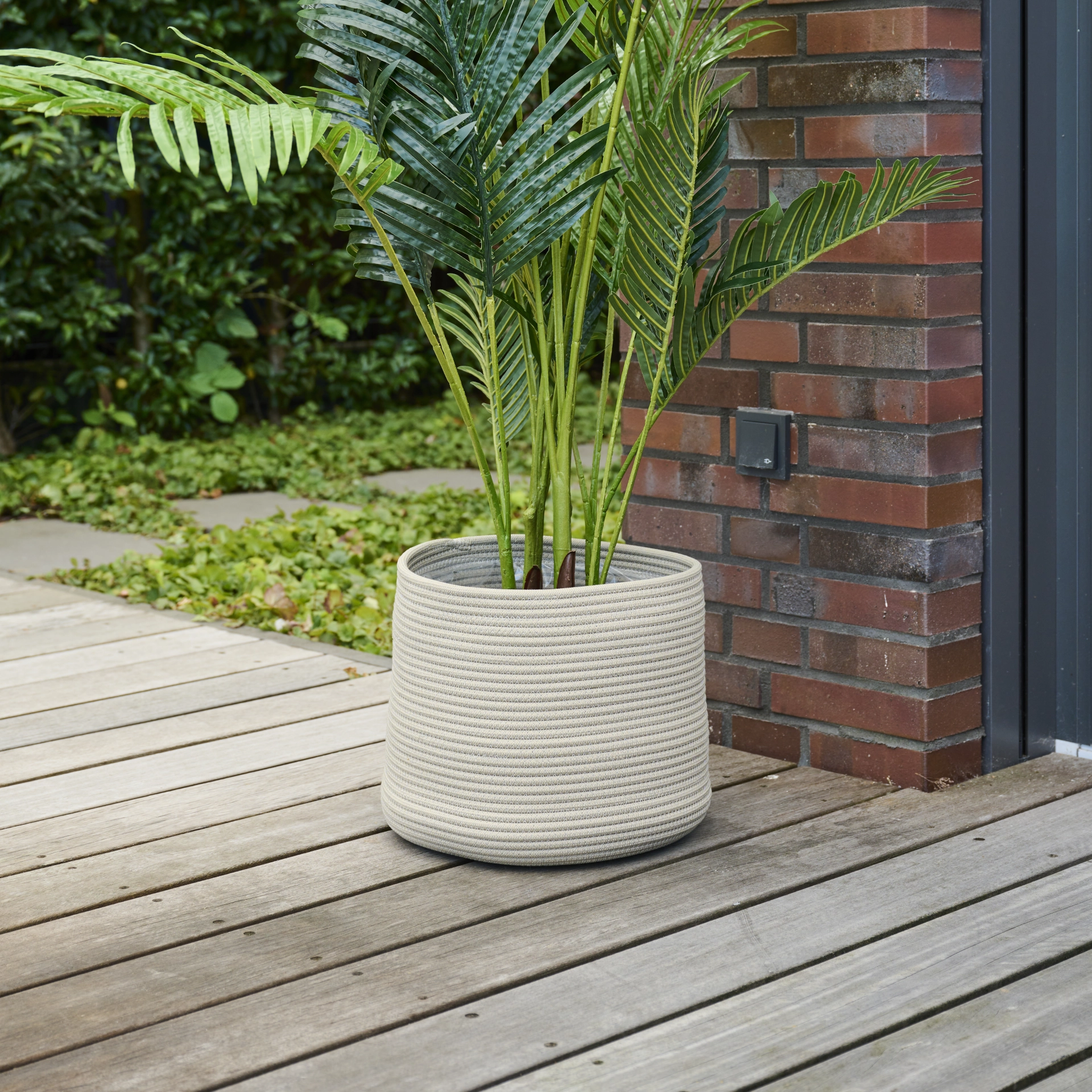 Pflanzgefäß | LINEA Ø 30/26 cm creme Kordel | S...