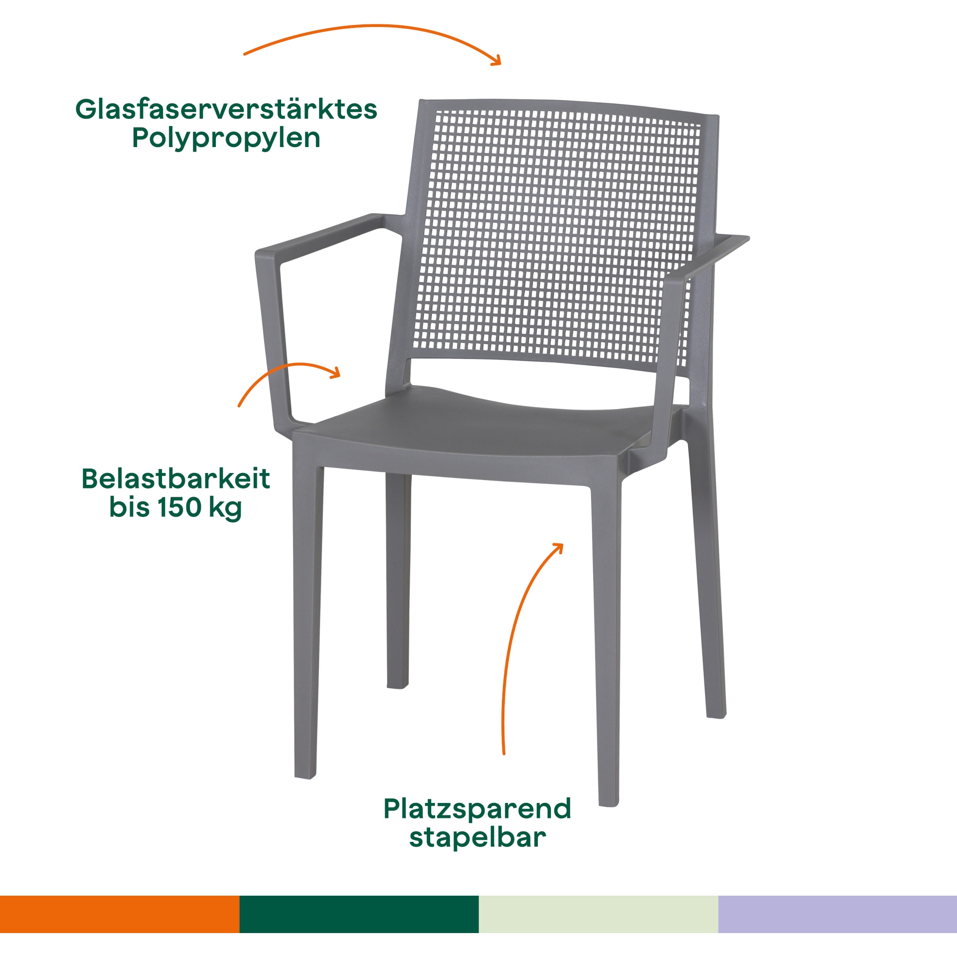 Gartensessel stapelbar Urban Lights Square grau