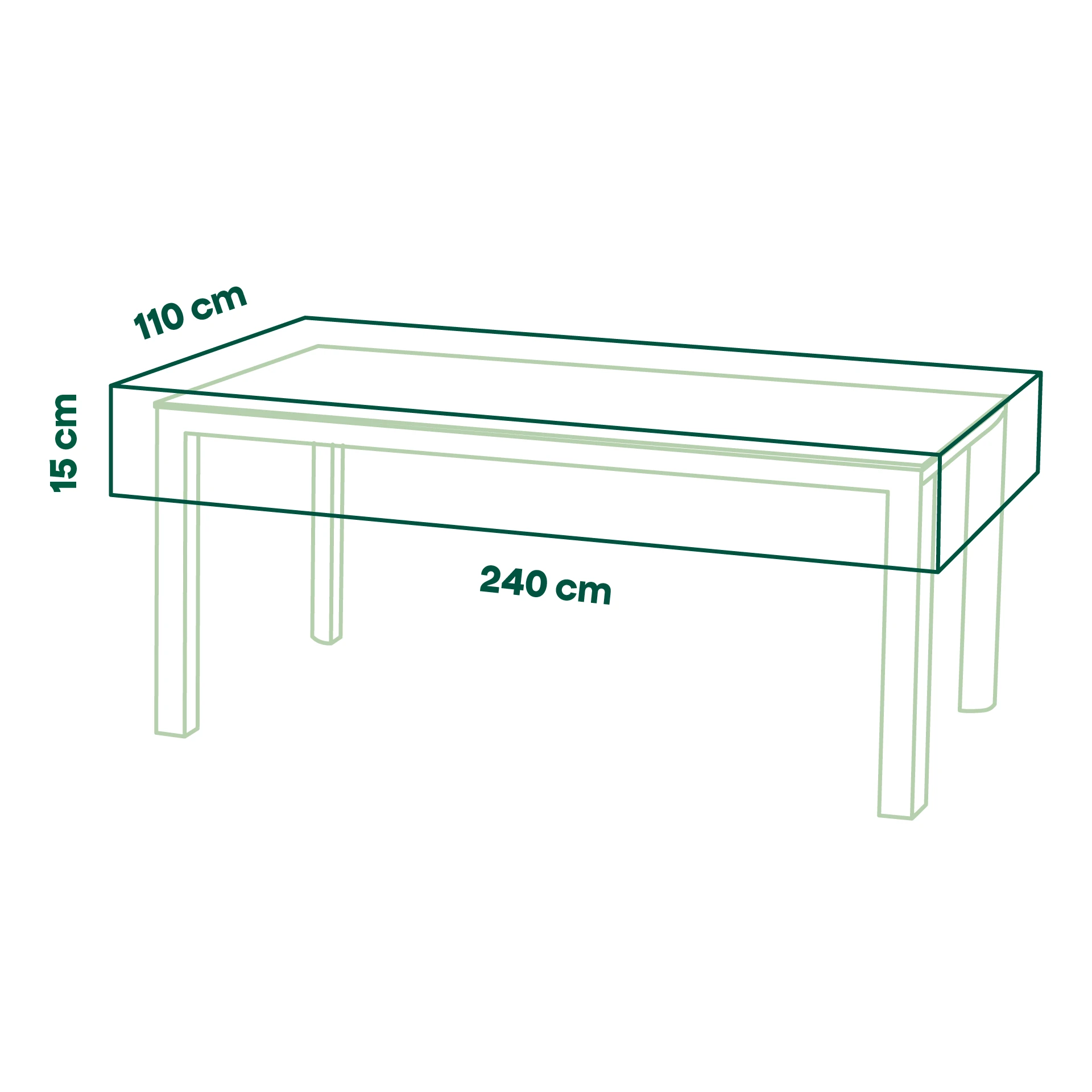 Schutzhülle Plus Gartentisch | 240 x 110 x 15 cm