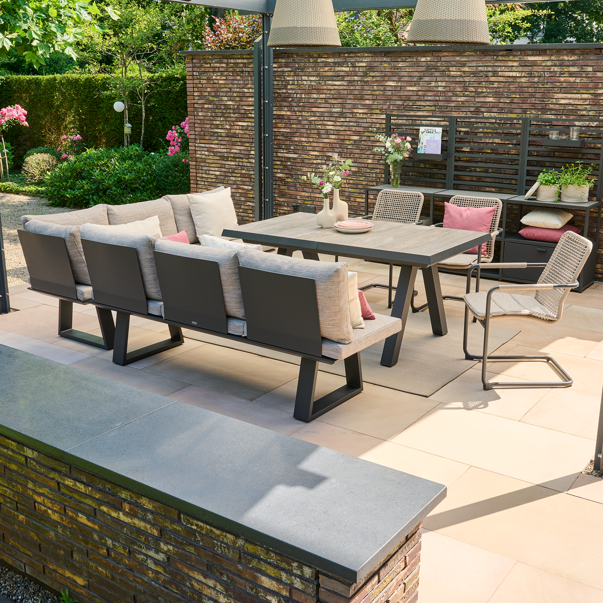 REPTON 3er Dining Bank | mix taupe / anthrazit