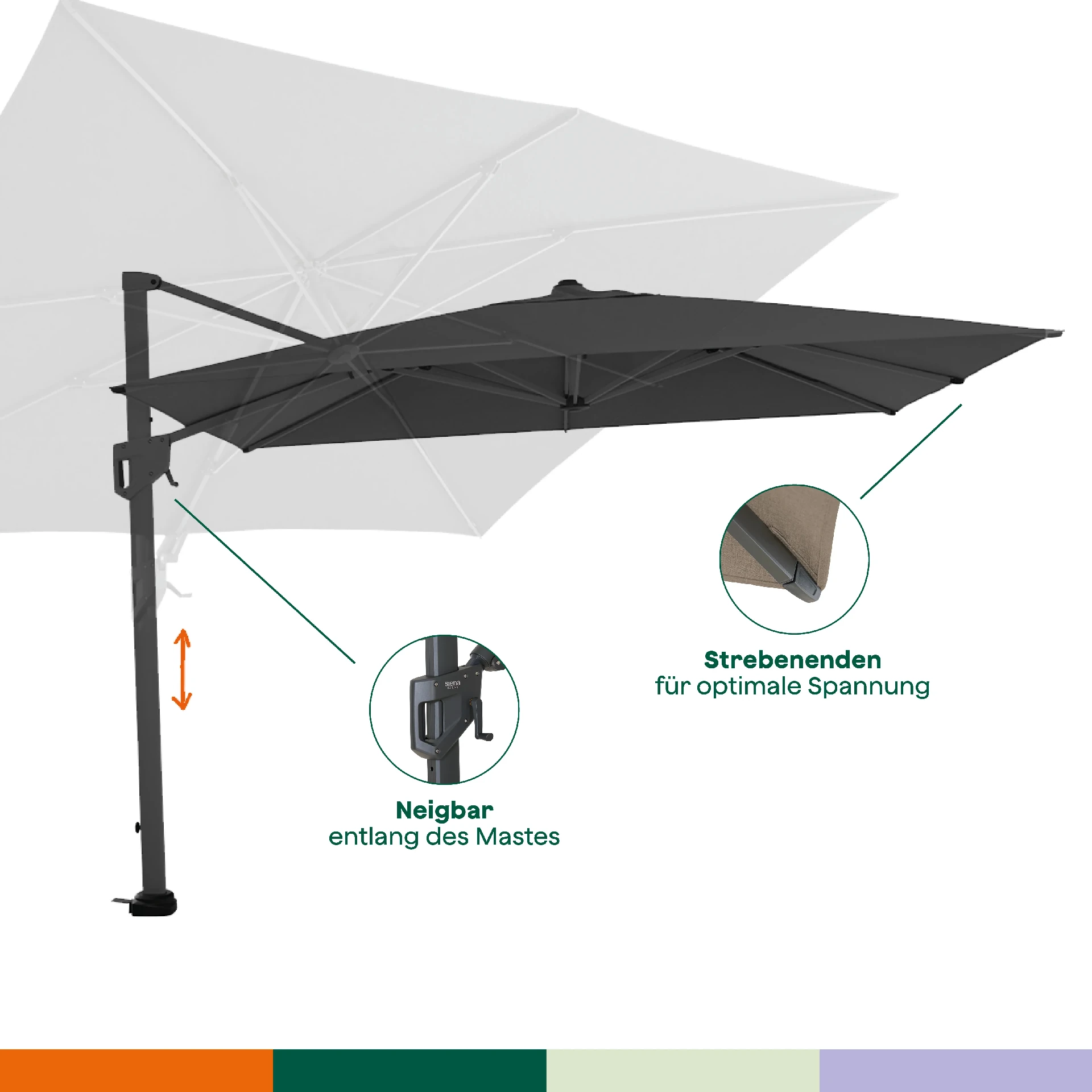 PINO zweefparasol | 310 x 210 cm | taupe gemêleerd / ...