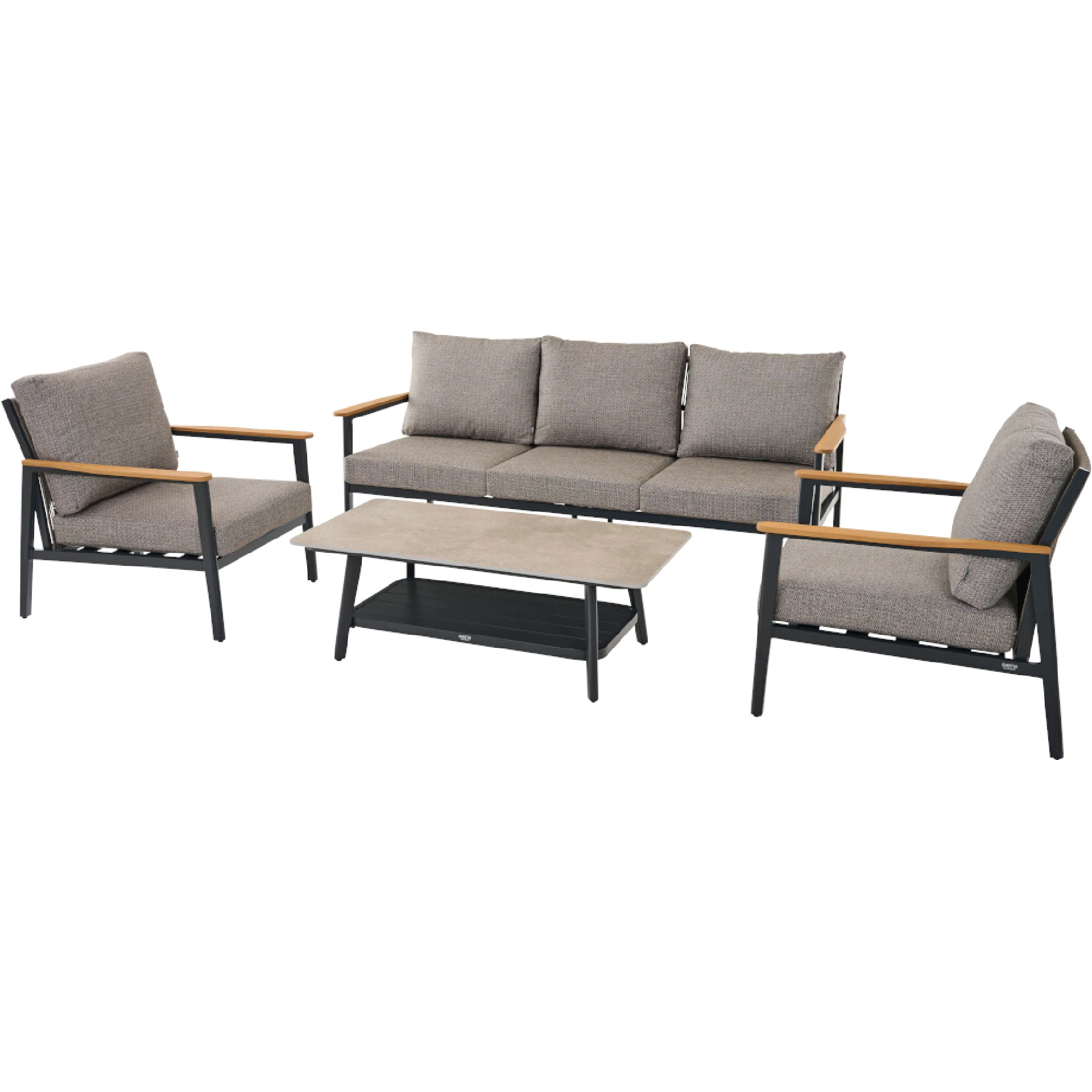 LIGURIA Loungeset | 2 Loungesessel + 2 Sitzer-Loungesofa + Tisch