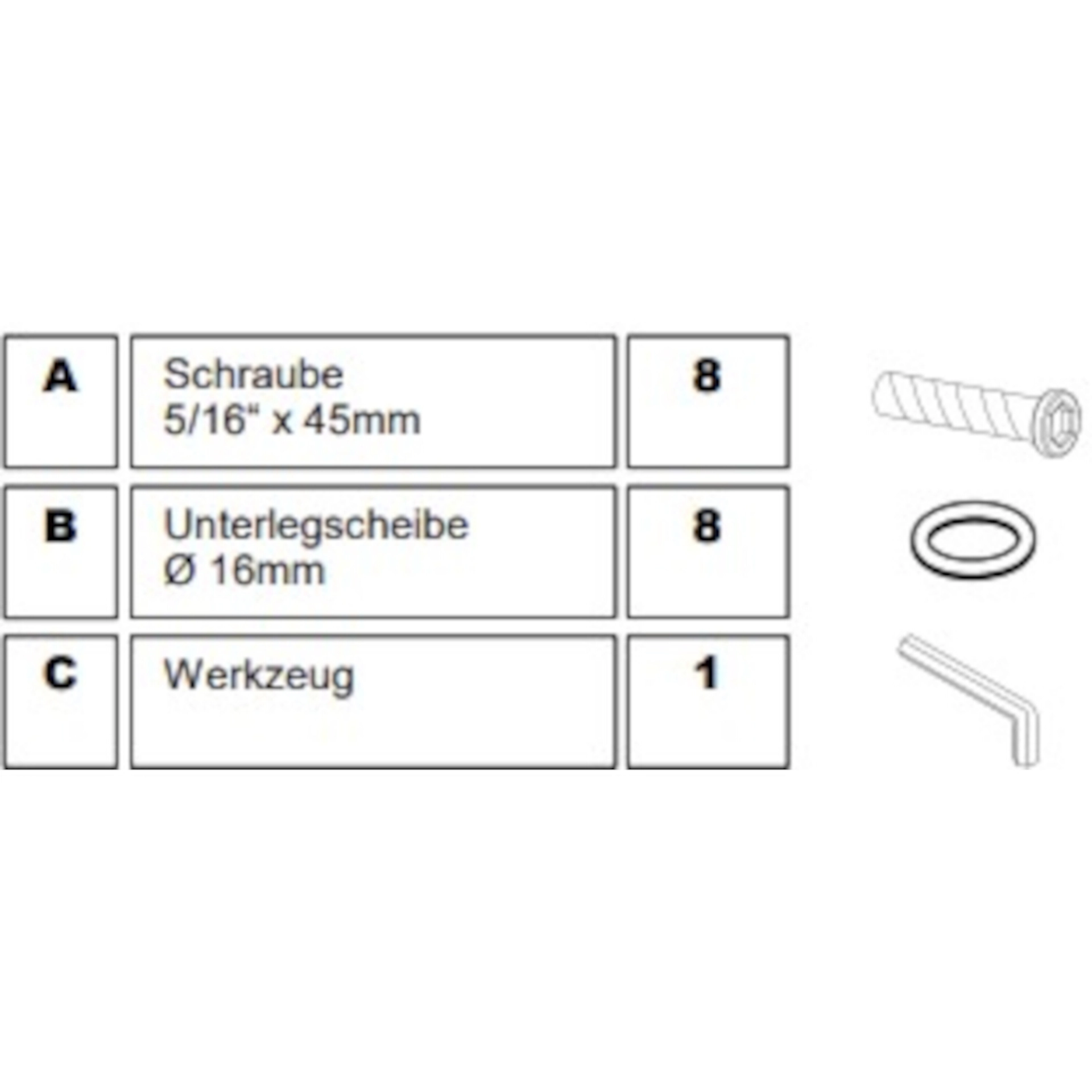 Schraubensatz zu Bari Dining Tisch