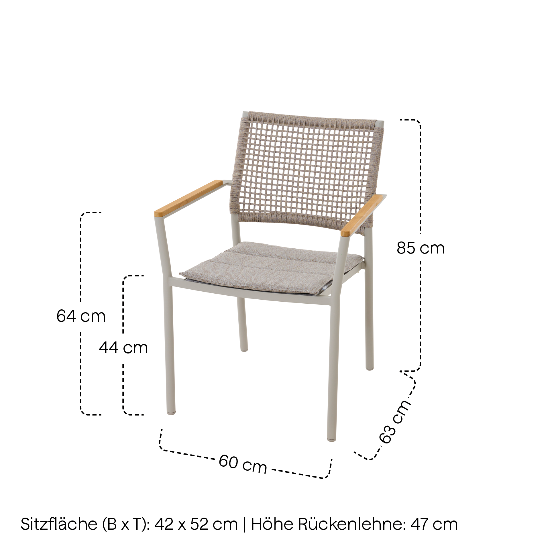 KENT Stapelsessel | Teakholz FSC 100 % | taupe gra...