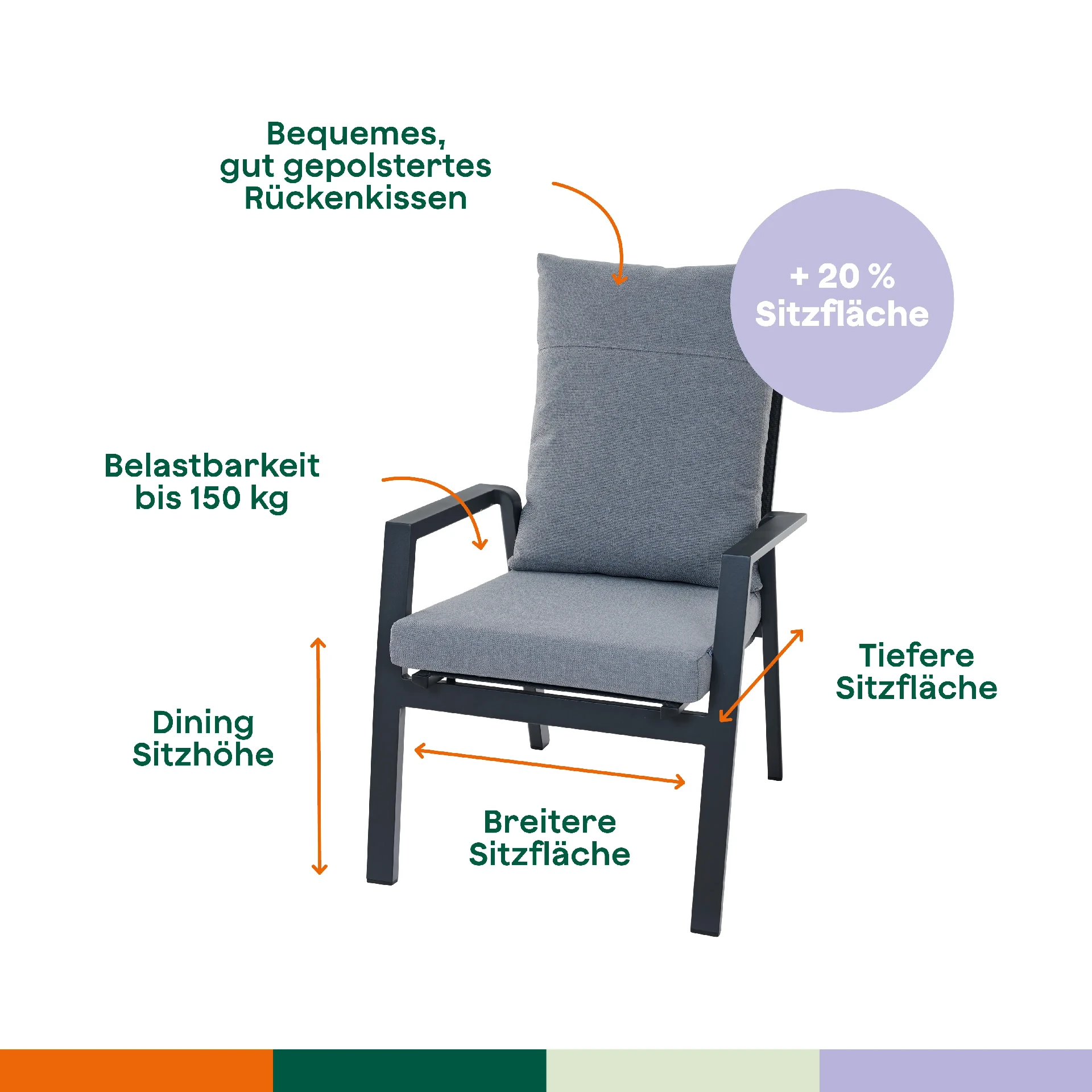 VALENCIA tuinstoel Comfort plus | donkergrijs / ...