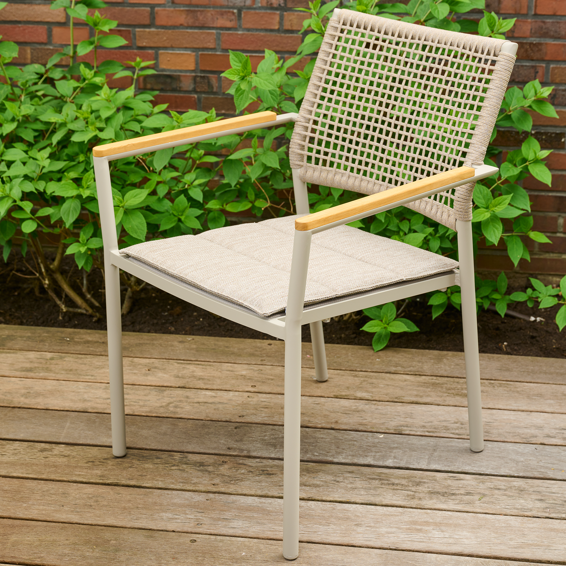 KENT Stapelsessel | Teakholz FSC 100 % | taupe gra...