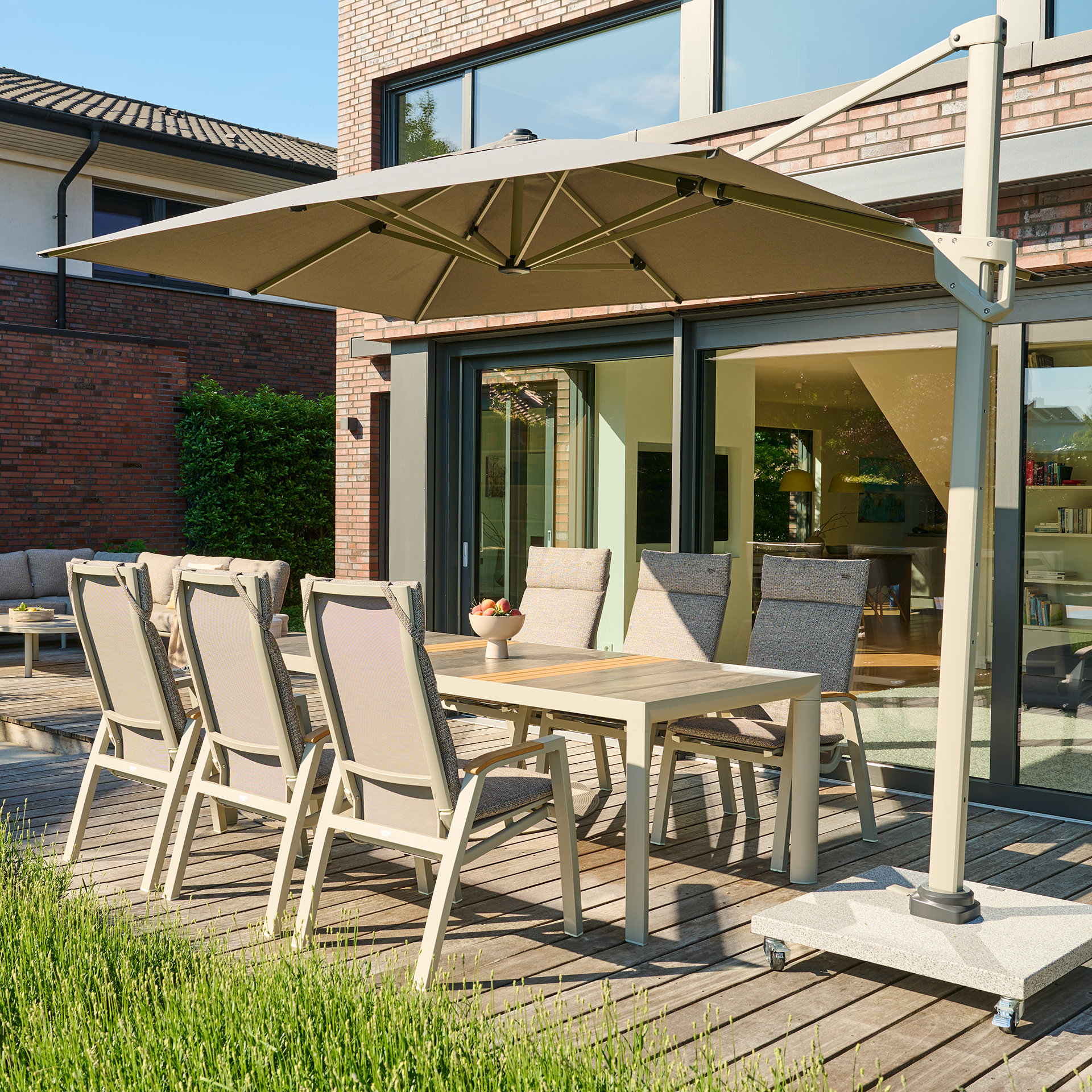 PINO Ampelschirm | 310 x 210 cm | taupe-meliert / ...