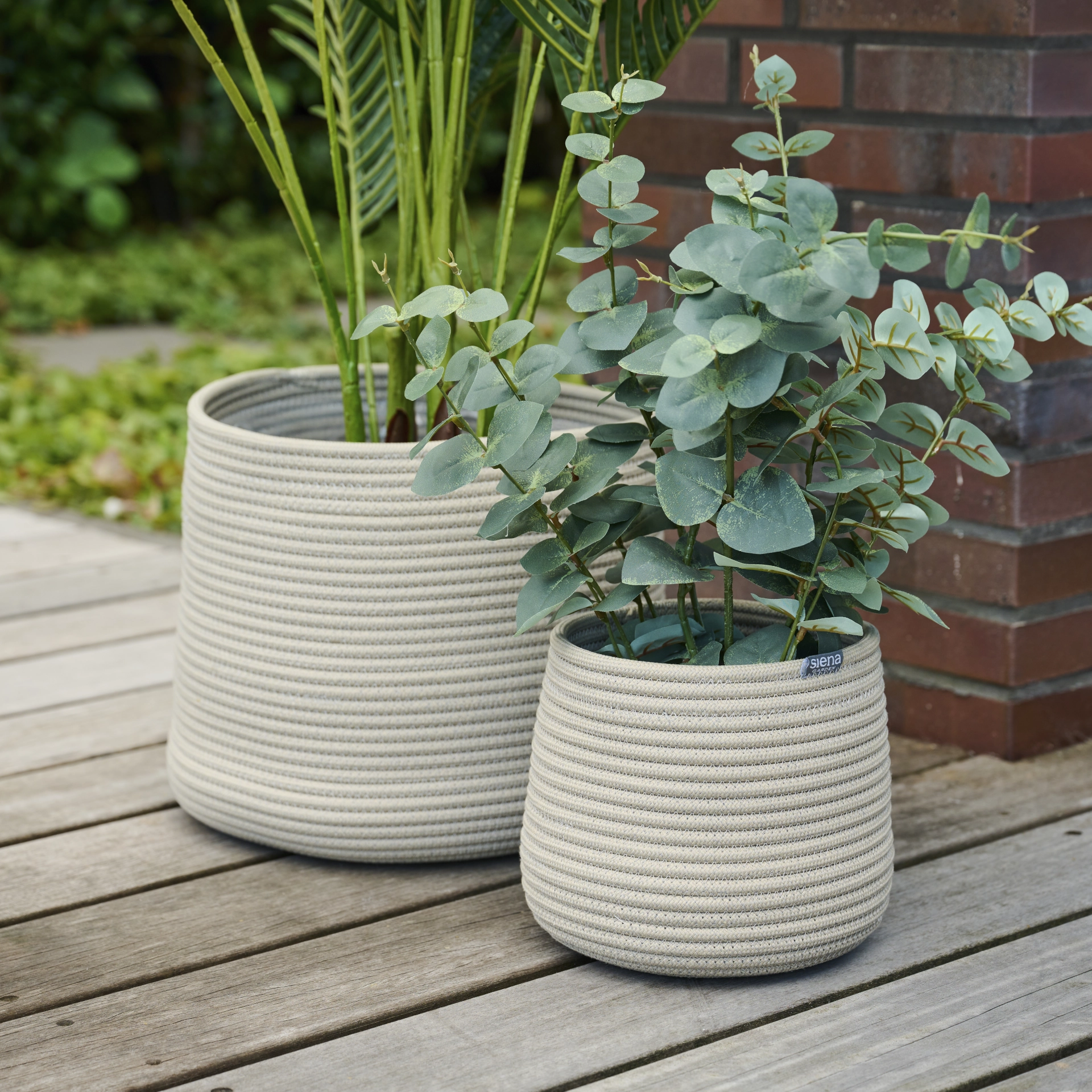 Pflanzgefäß | LINEA Ø 30/26 cm creme Kordel | S...