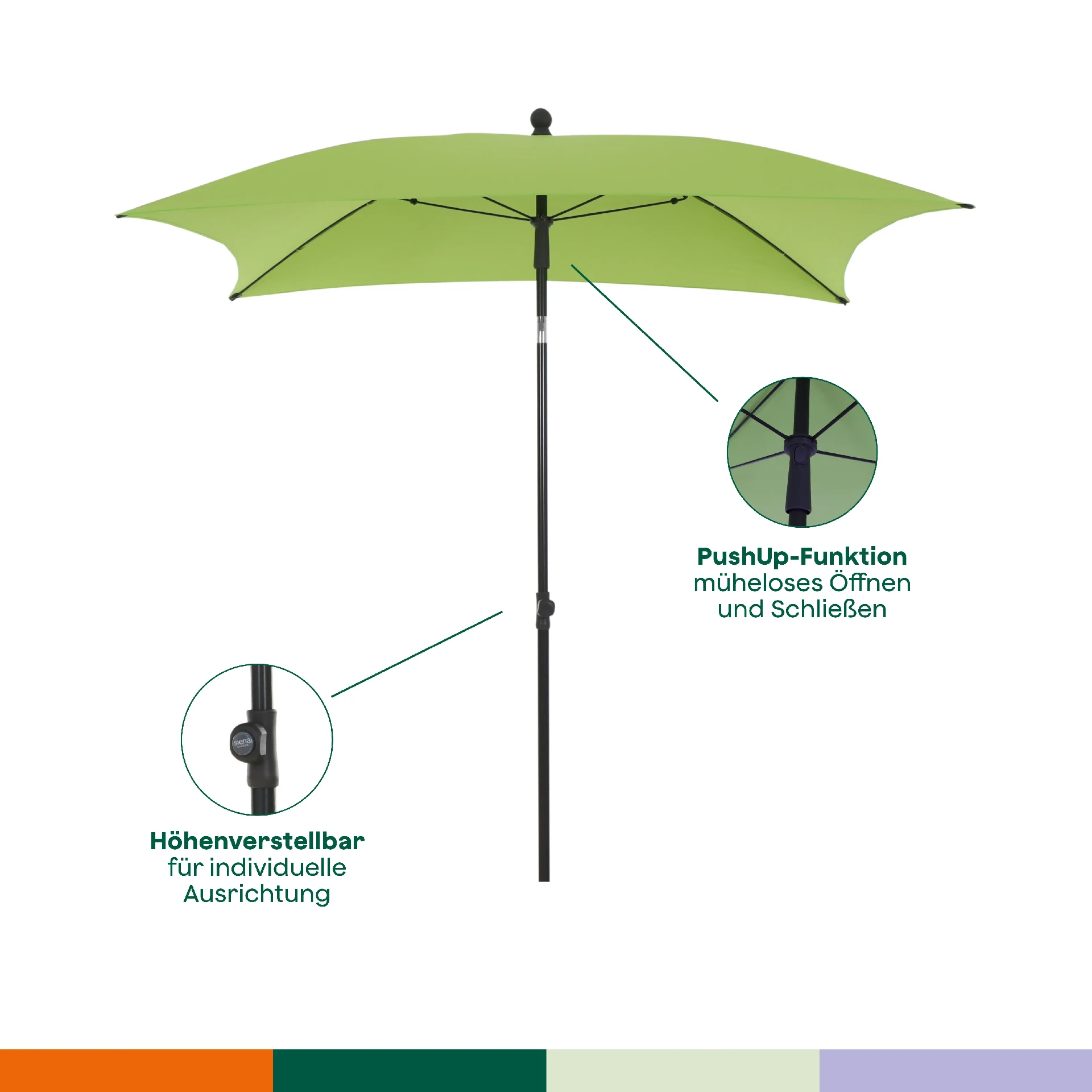 City Schirm 180x180 anthrazit grün | SIENA GARDEN