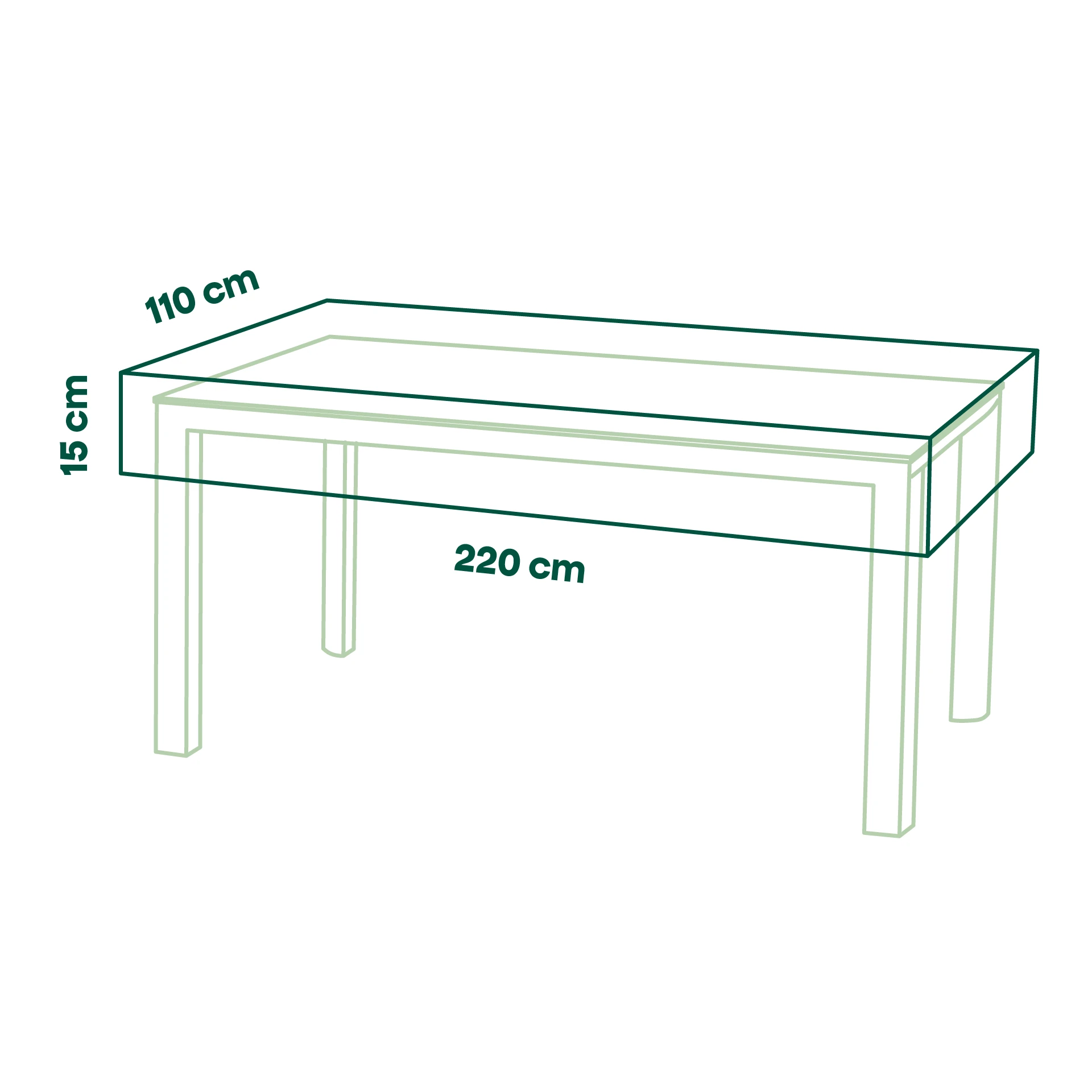 Schutzhülle Plus Gartentisch | 220 x 110 x 15 cm