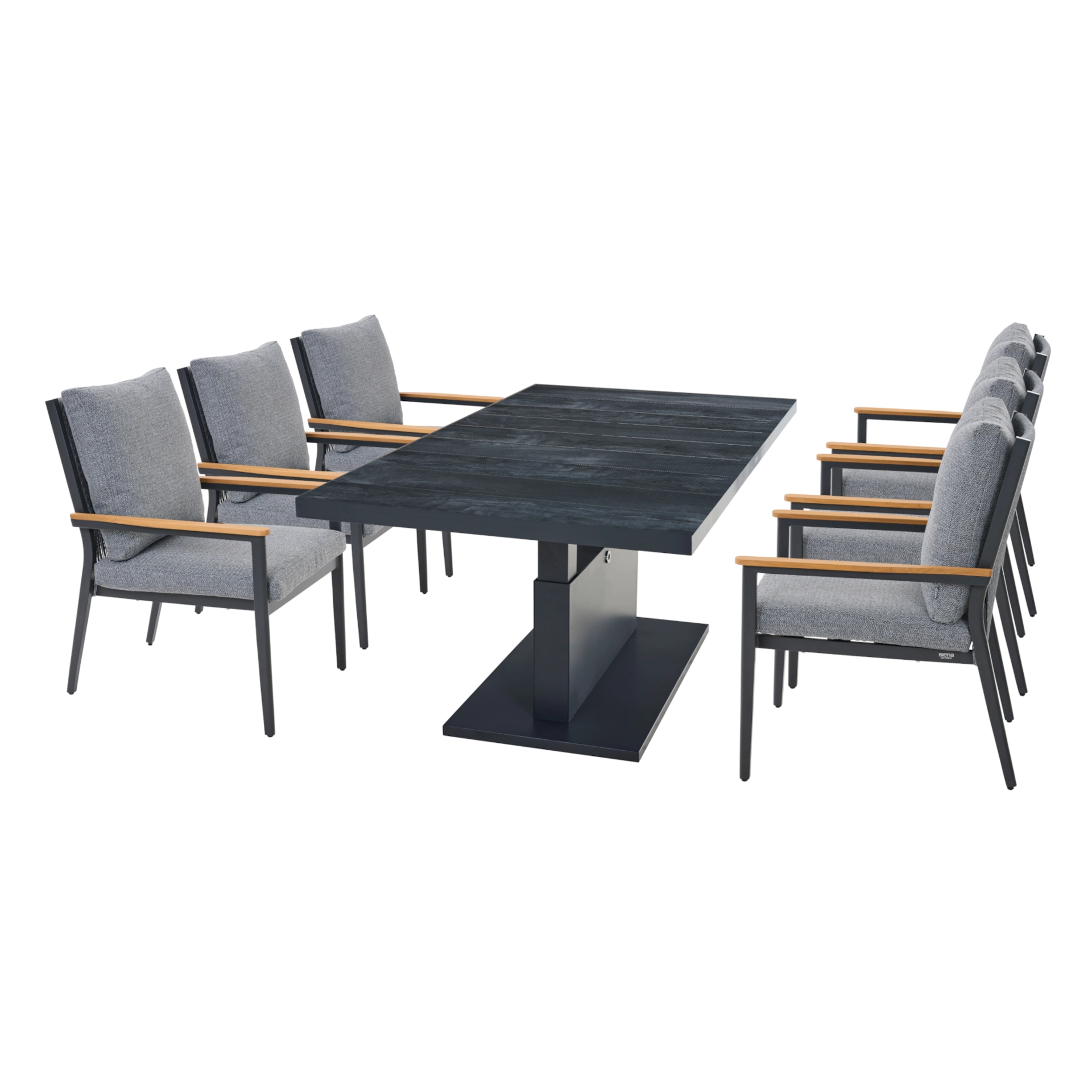 TALINA / LIGURIA Gartenmöbelset | 6 Sitzplätze | wood grey / mix grey