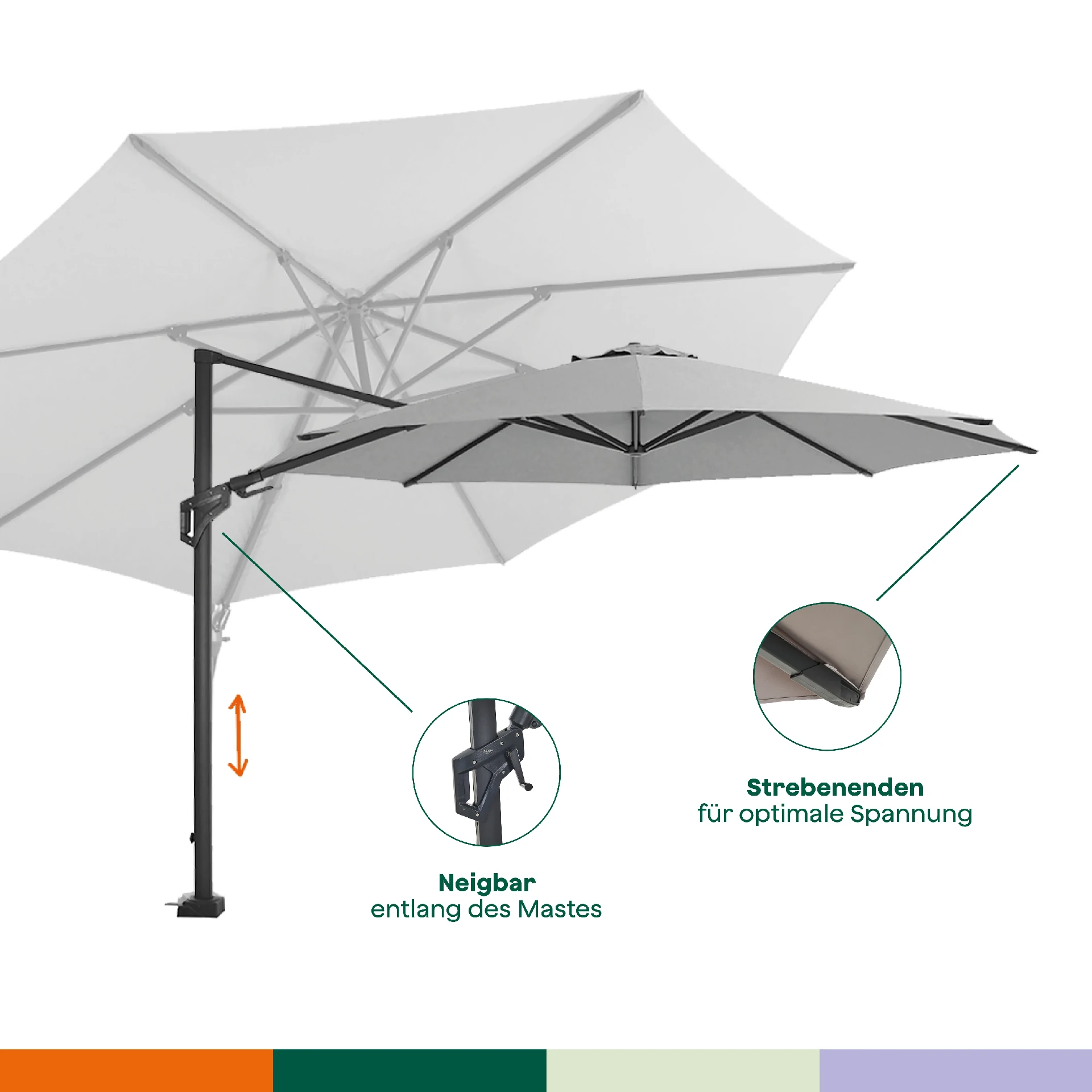 FAGUS N+ Ampelschirm | Ø 350 cm | grau / anthrazi...