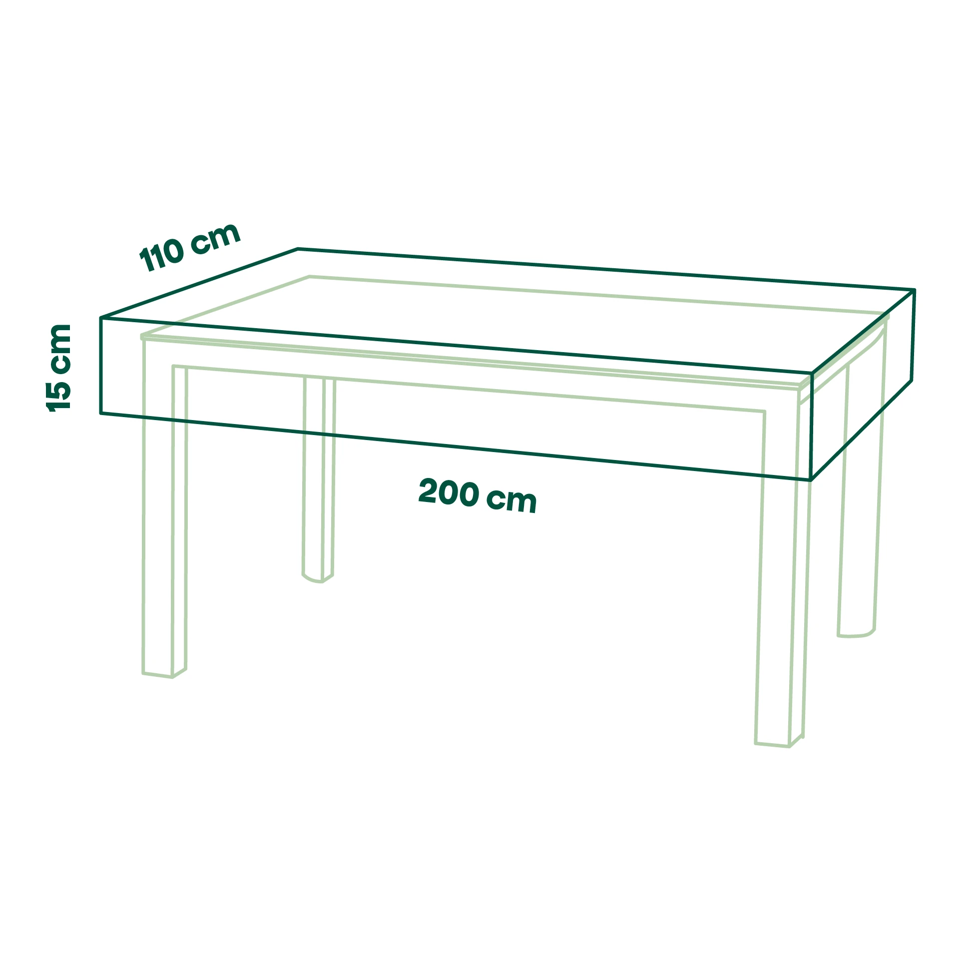 Schutzhülle Plus Gartentisch | 200 x 110 x 15 cm