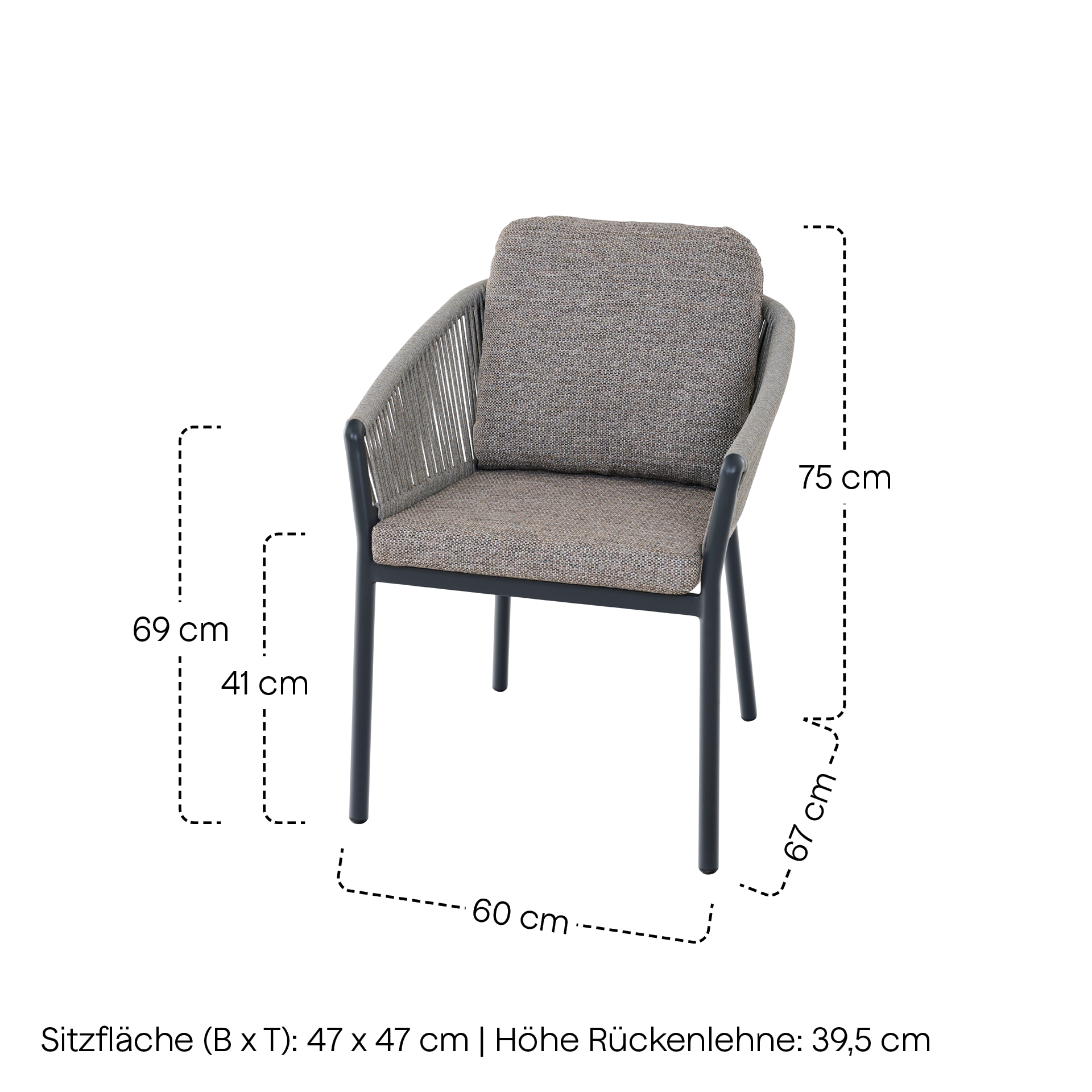 MERANO Stapelsessel | inkl. Kissen | taupe grau / ...