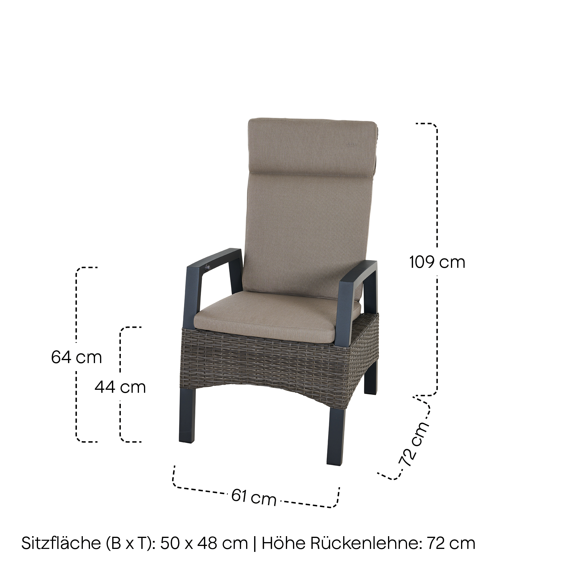 TARANTO Move Sessel | inkl. Kissen | charcoal grey...
