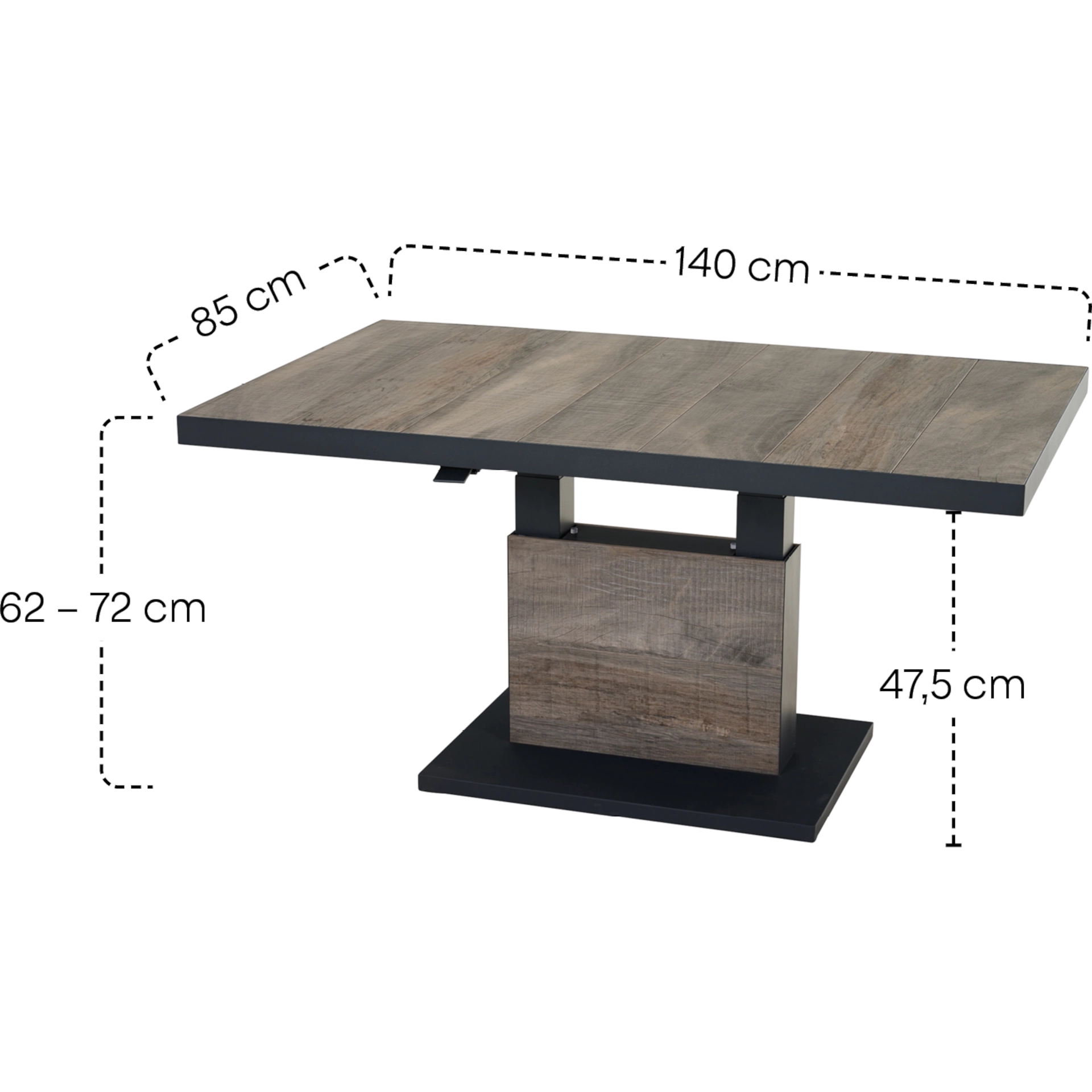 Lifttisch | Talina 140x85cm washed-grey | SIENA GA...