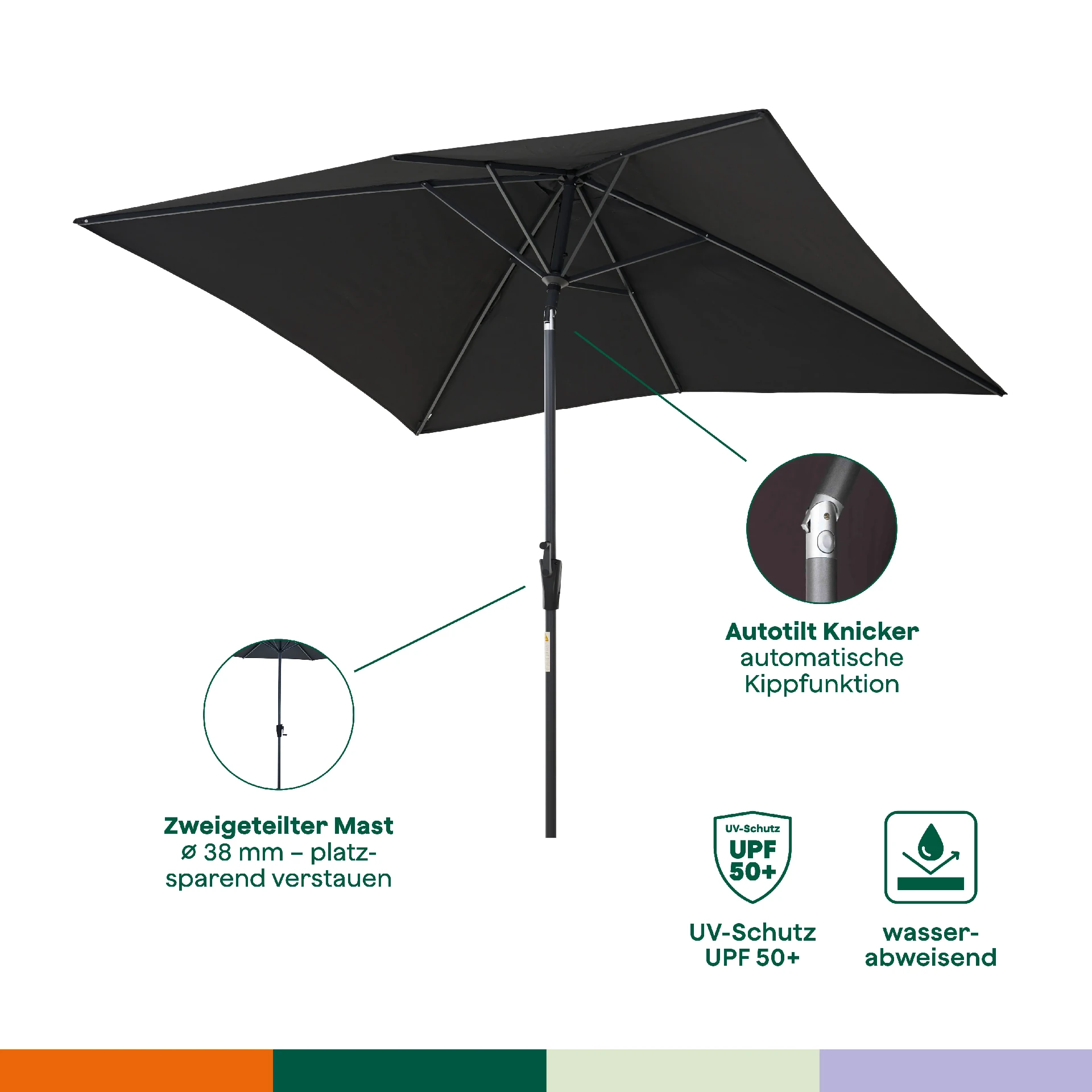 FAGUS parasol met middenstok Autotilt | 250 x 200 cm | ...