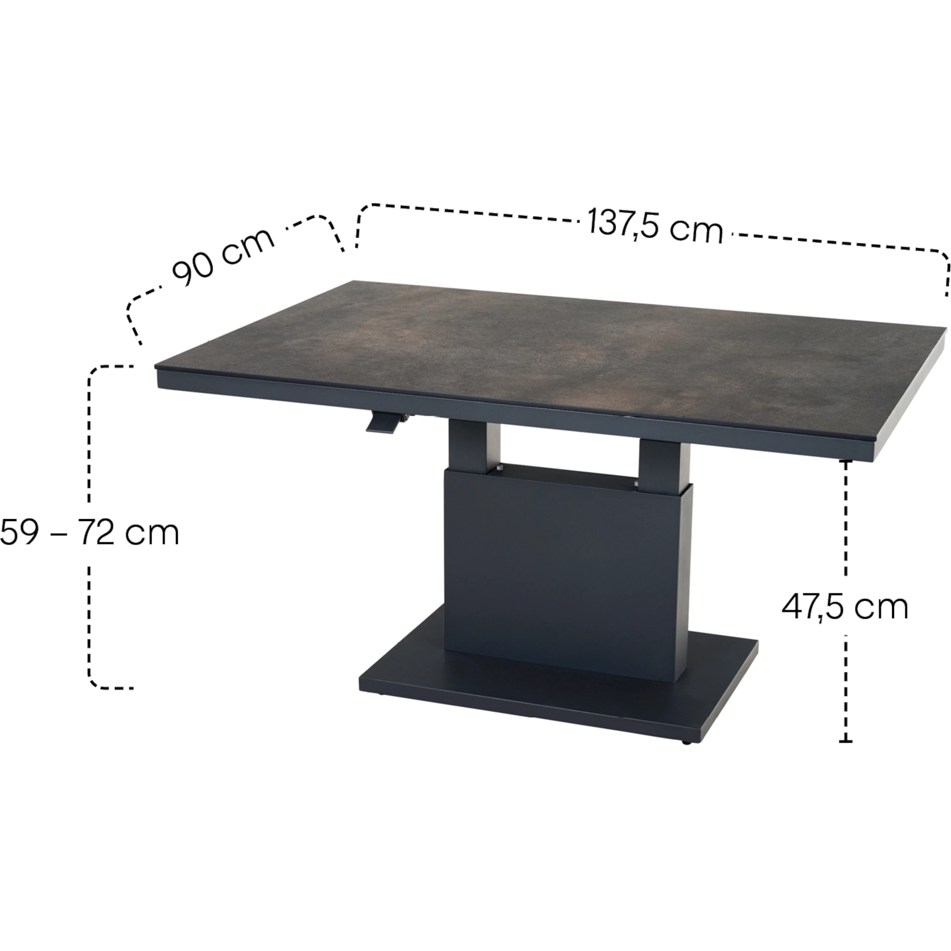 Lifttisch | Talina 137,5x85cm titan | SIENA GARDEN