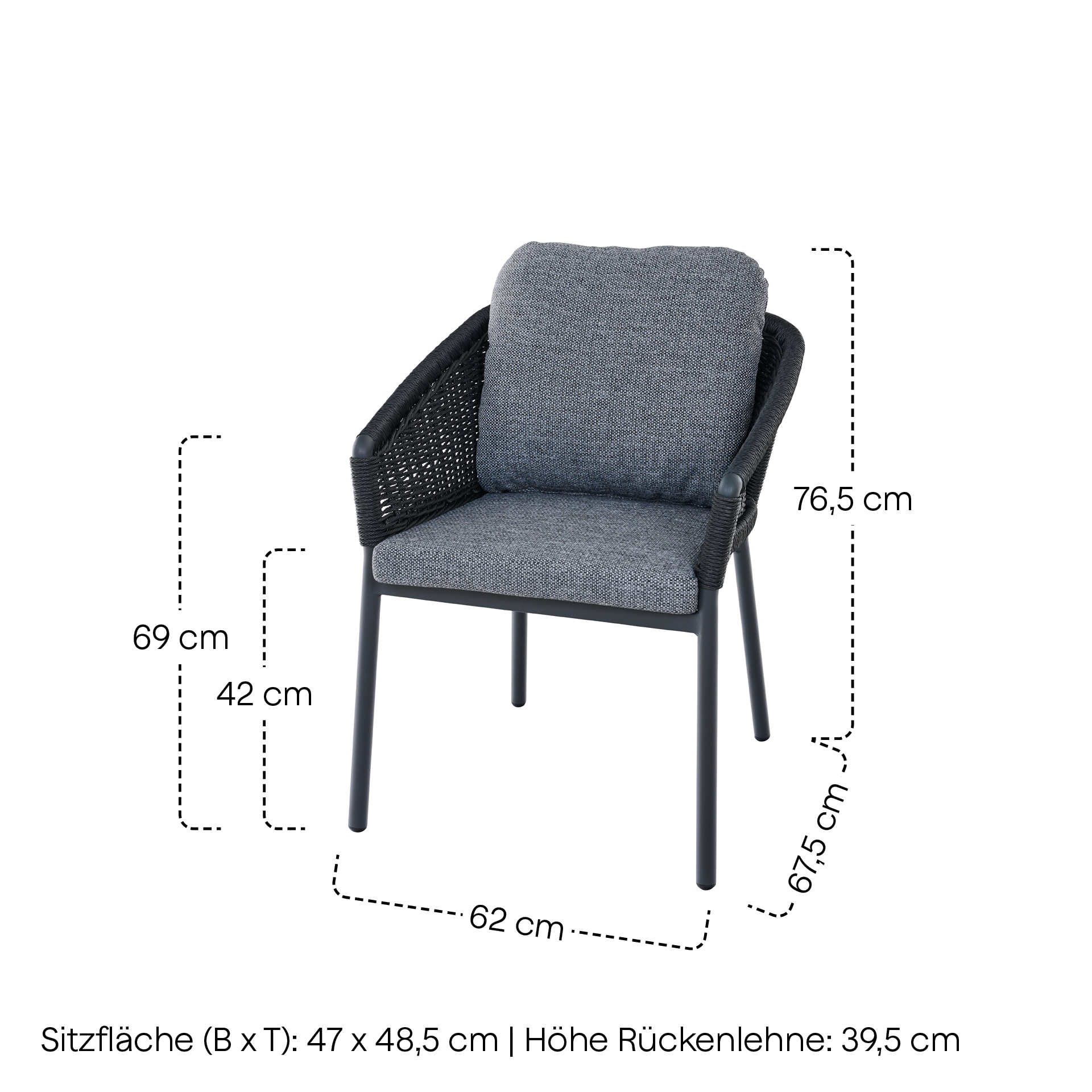 MERANO Stapelsessel | inkl. Kissen | schwarz / ant...