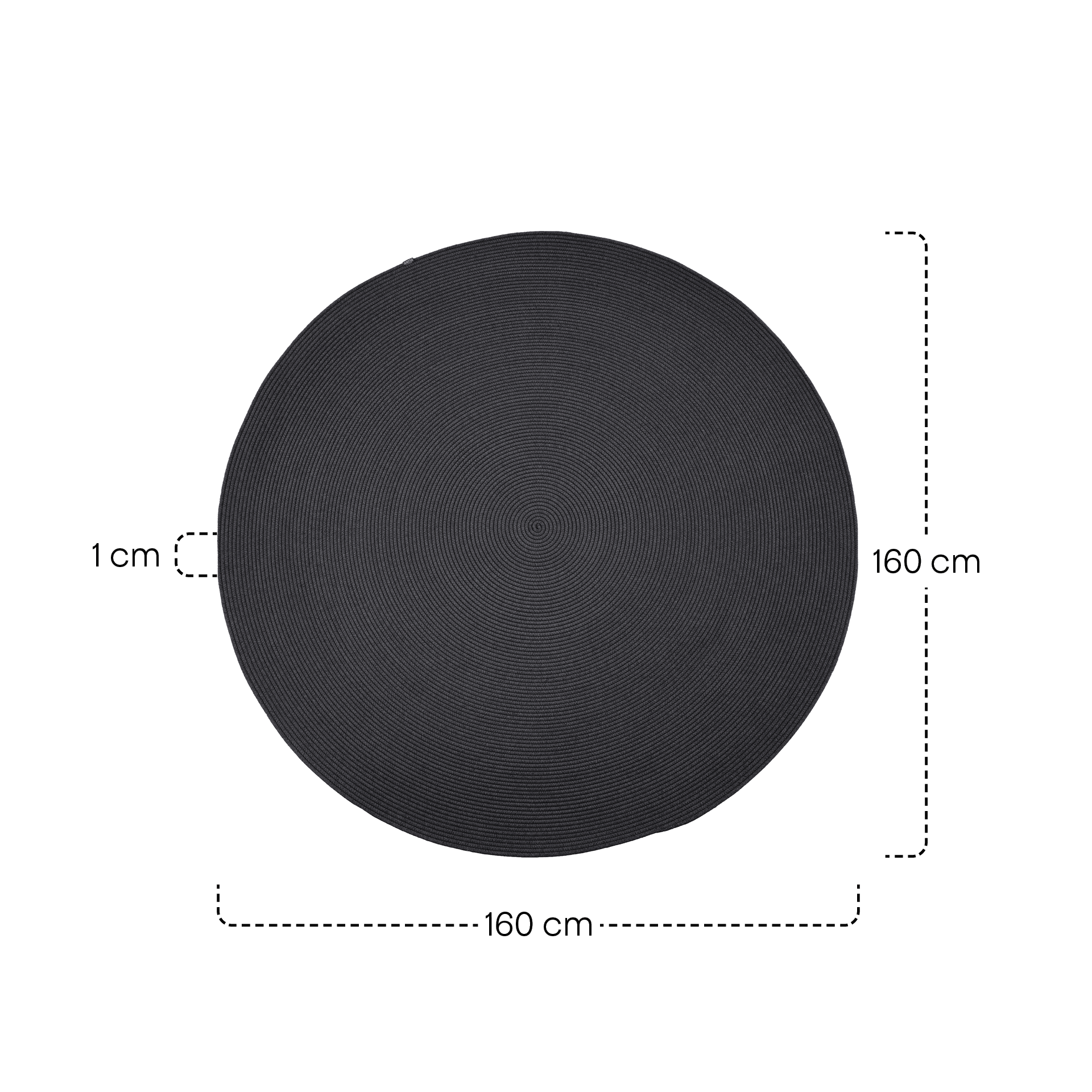 LINARO Outdoorteppich | Ø 160 cm | dunkelgrau