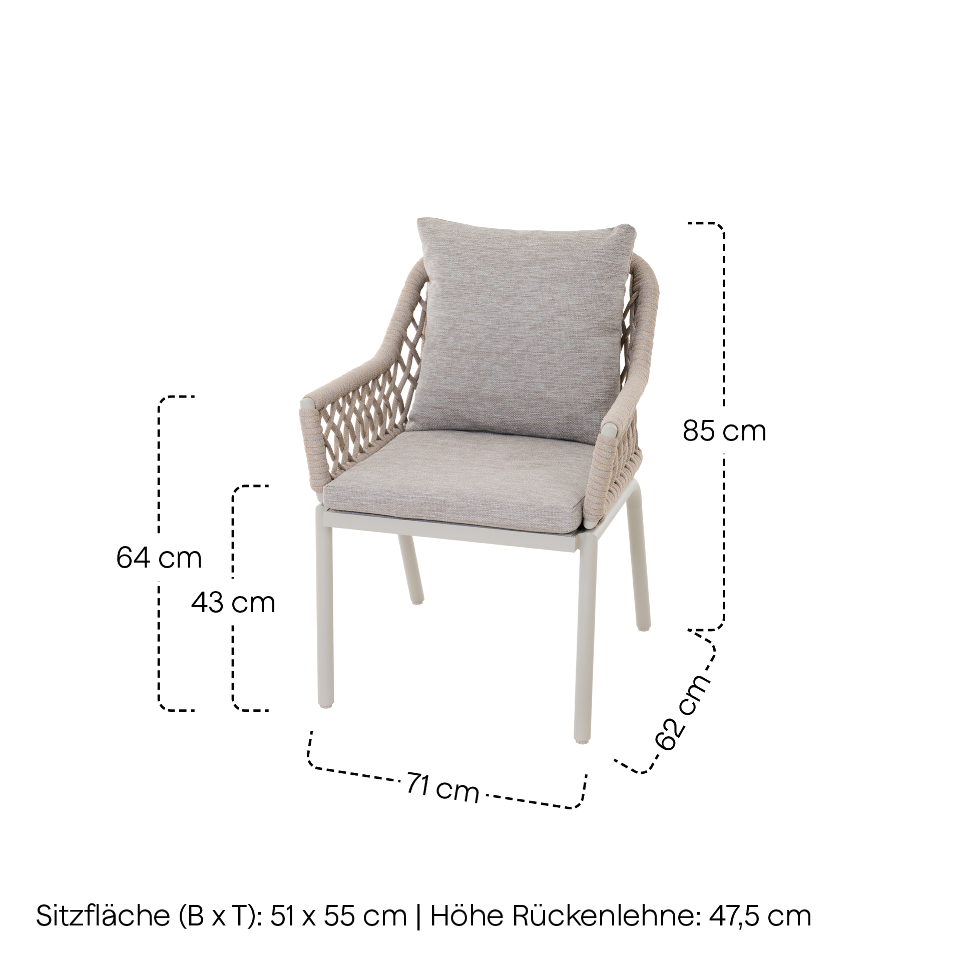 CHESTER Gartensessel | taupe grau / seidengrau