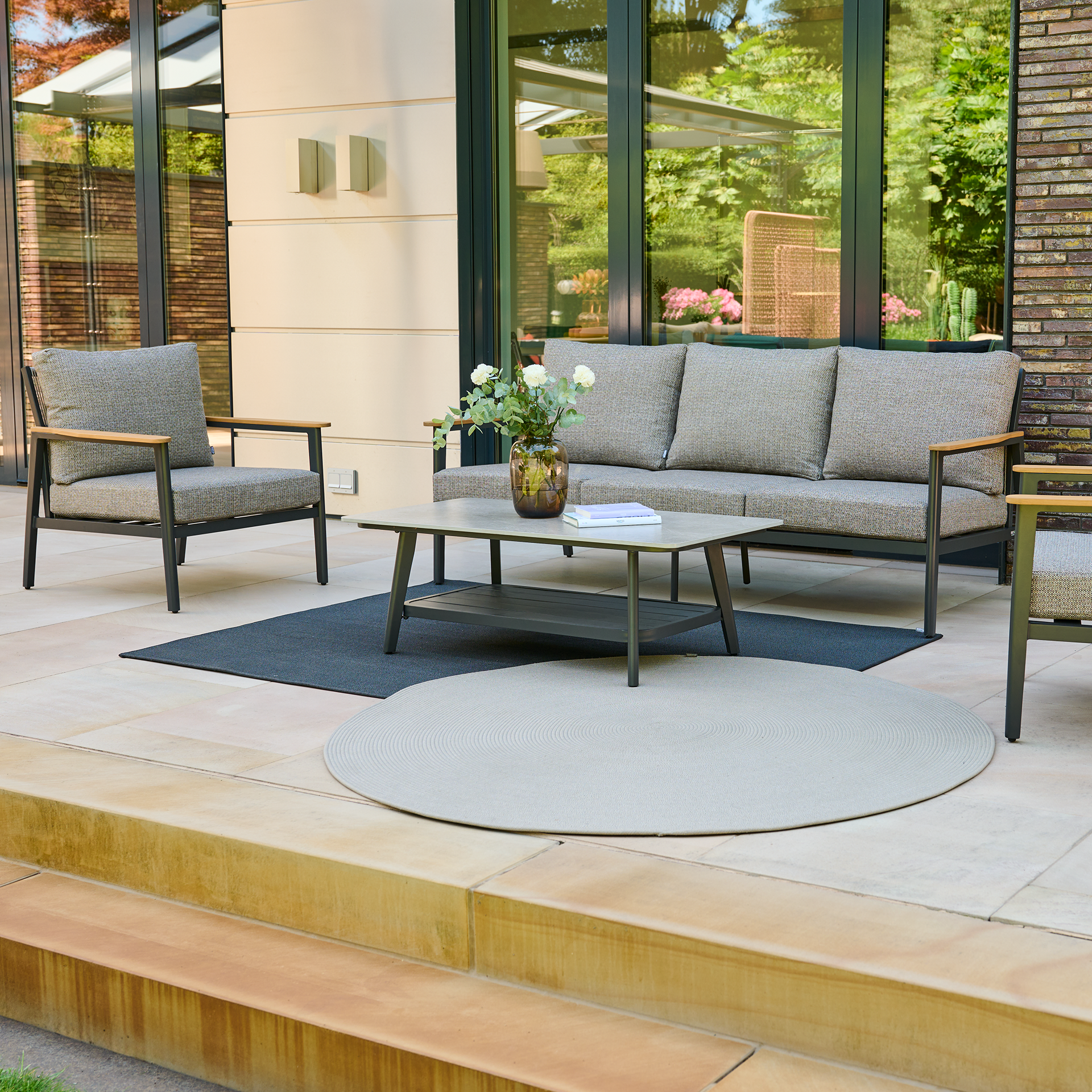 LINARO Outdoorteppich | Ø 160 cm | taupe