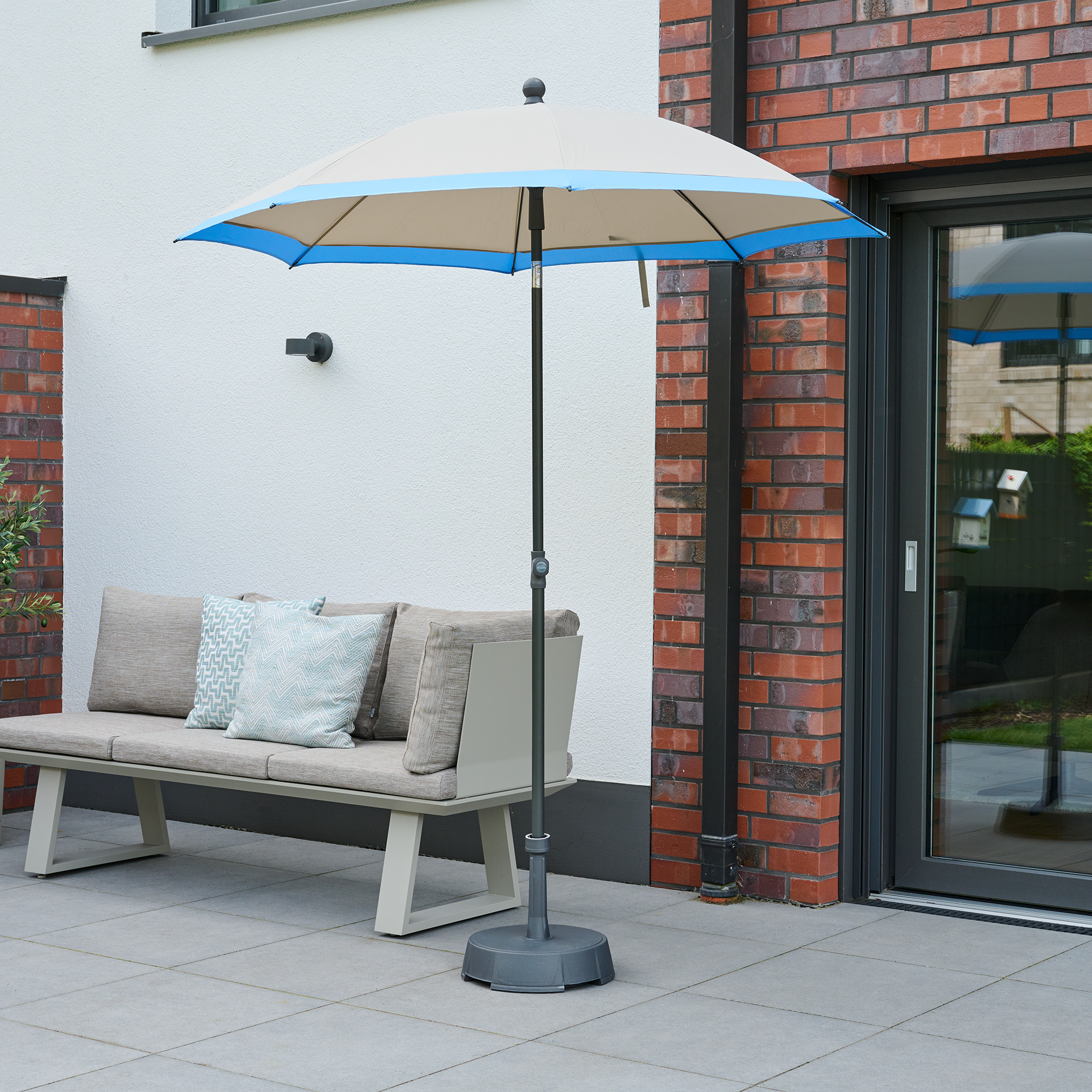 CITY Push Mittelstockschirm | Ø 180 cm | beige-bl...