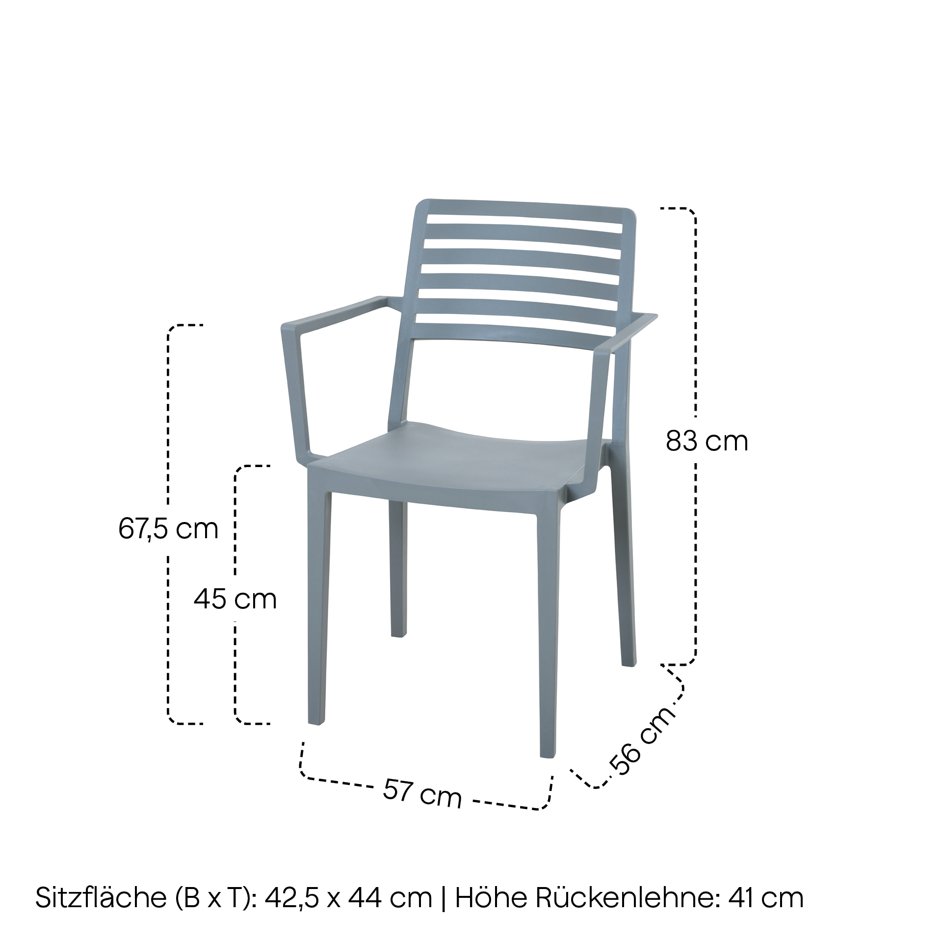 ALLEY Stapelsessel mit Armlehne | grau | Urban Lig...