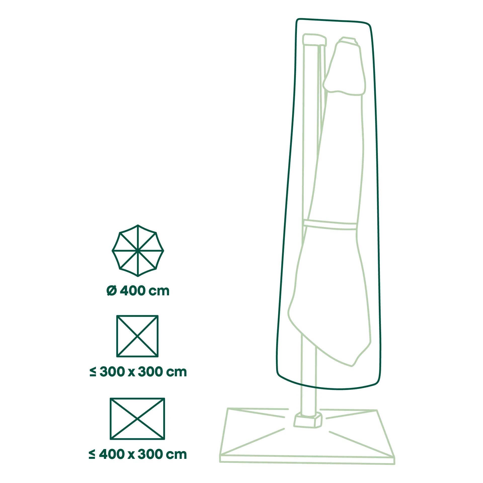 Beschermhoes Plus zweefparasol | 292 x 60/65 cm