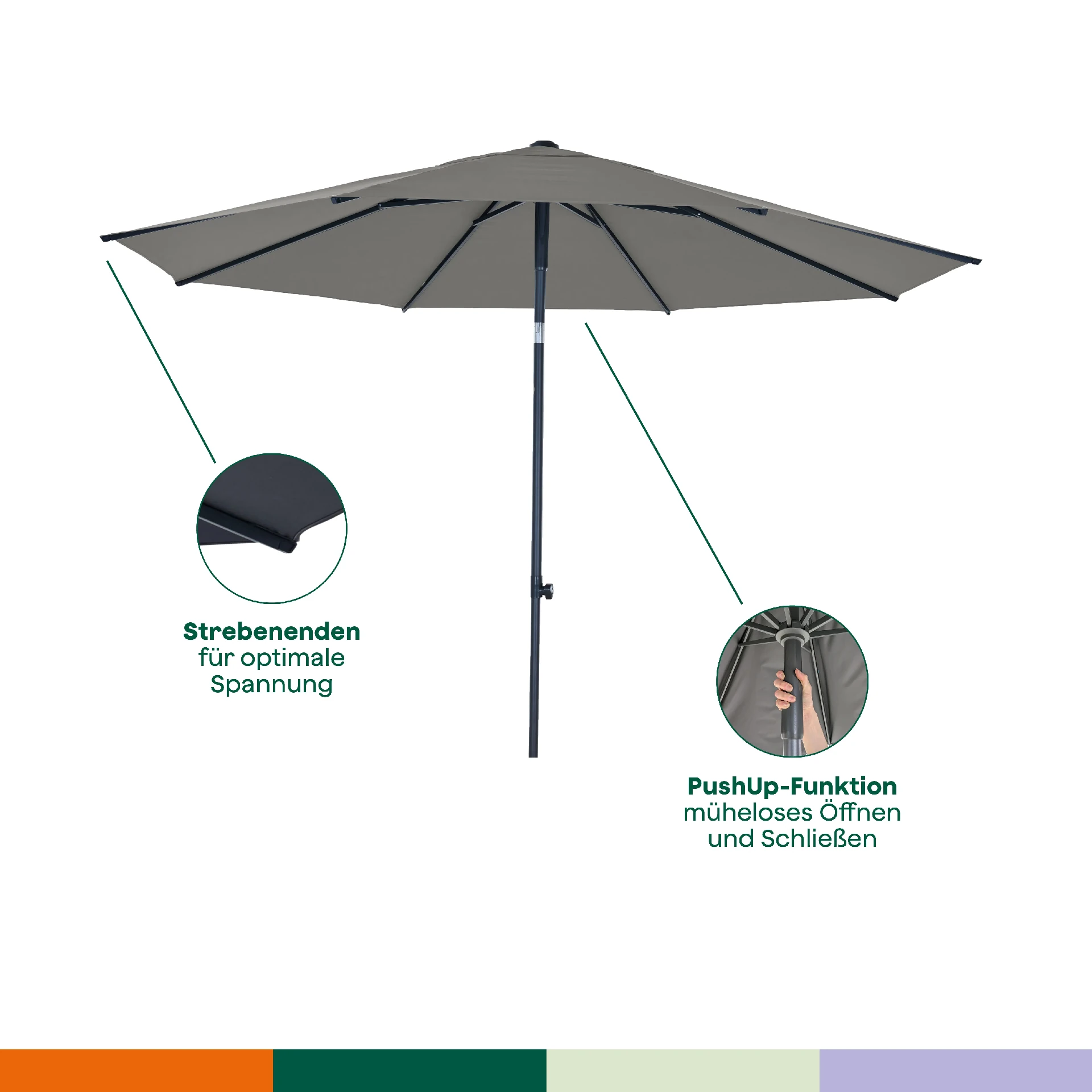 FAGUS middenstokparasol PushUp | Ø 300 cm | naturel...