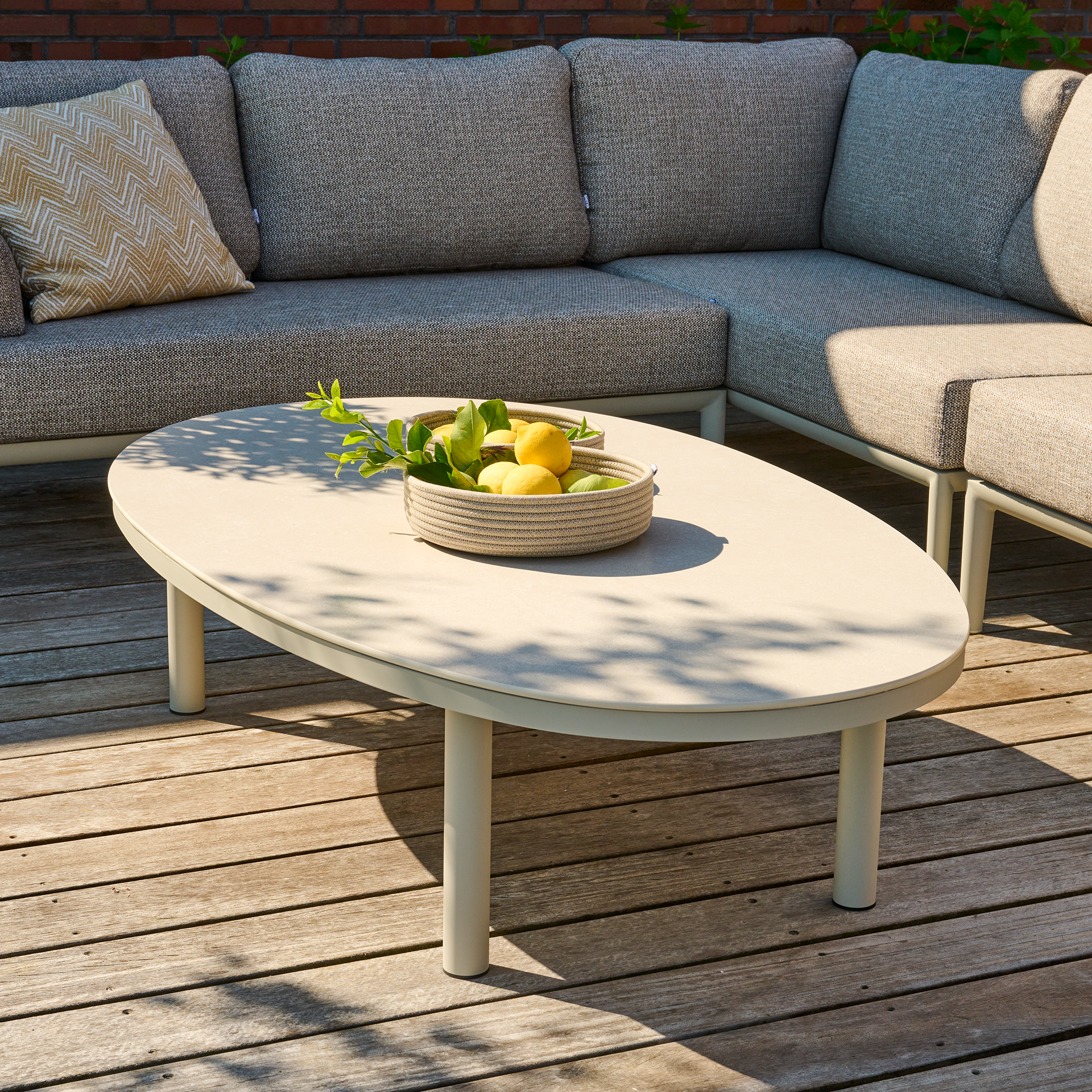 CALDARO Loungetisch | 120 x 80 cm | beige / seiden...