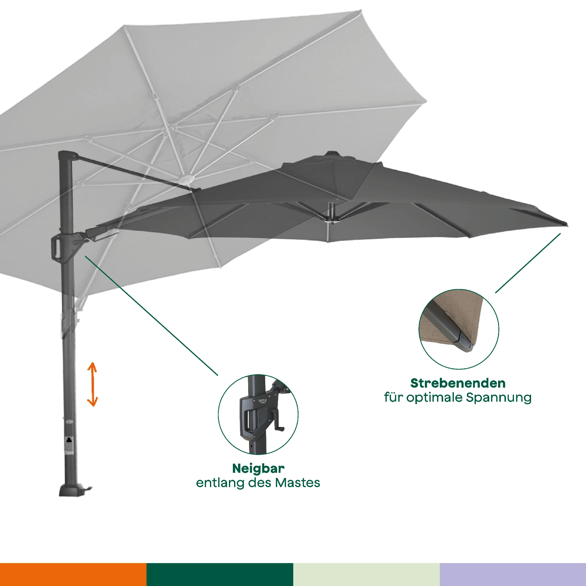 PINO N+ zweefparasol | Ø 350 cm | antraciet-gemêleerd...